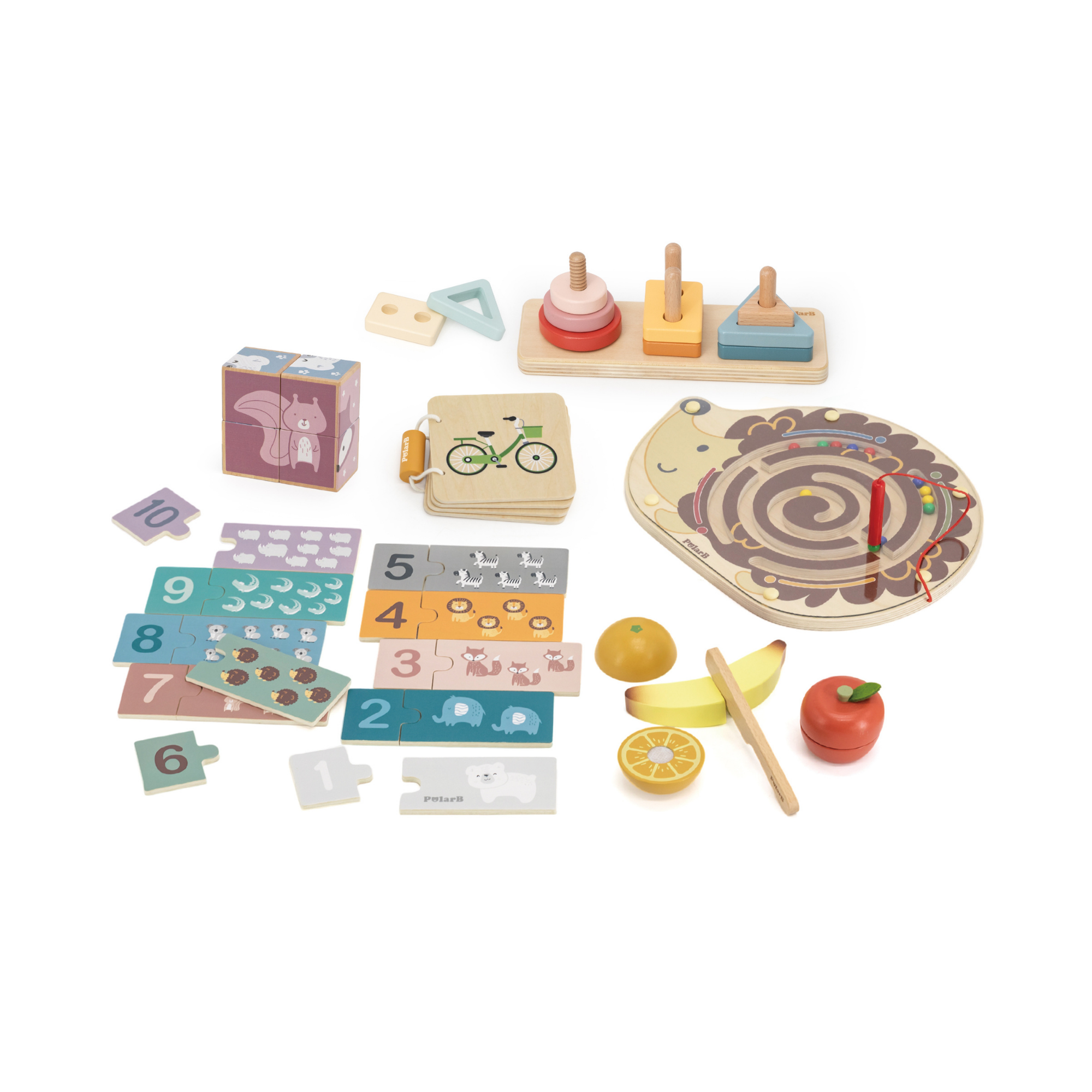 PolarB Grow-with-Me Wooden Activity Educational Montessori Toy Set for Toddlers, Eco-Friendly, Sensory, Cognitive, and Fine Motor Skills Development Toy Suitable for Kids, Boys & Girls Ages 23 Years