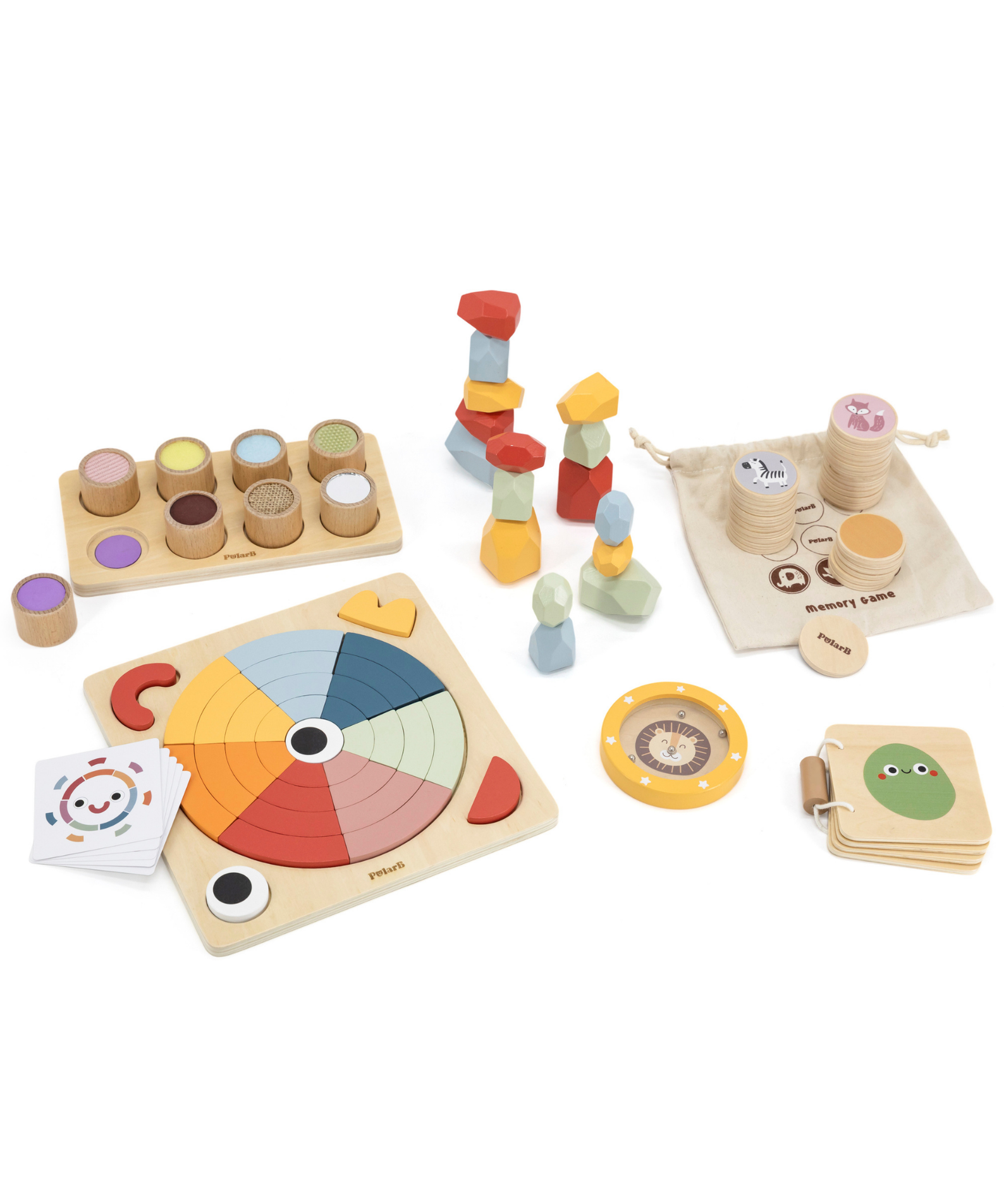 PolarB Grow-with-Me Free Spirits Educational Toy Set for Toddlers, Sensory, Motor Skills, Memory, Emotions, and Creative Play Activities, Eco-Friendly Wooden Toys for Ages 3 and Up