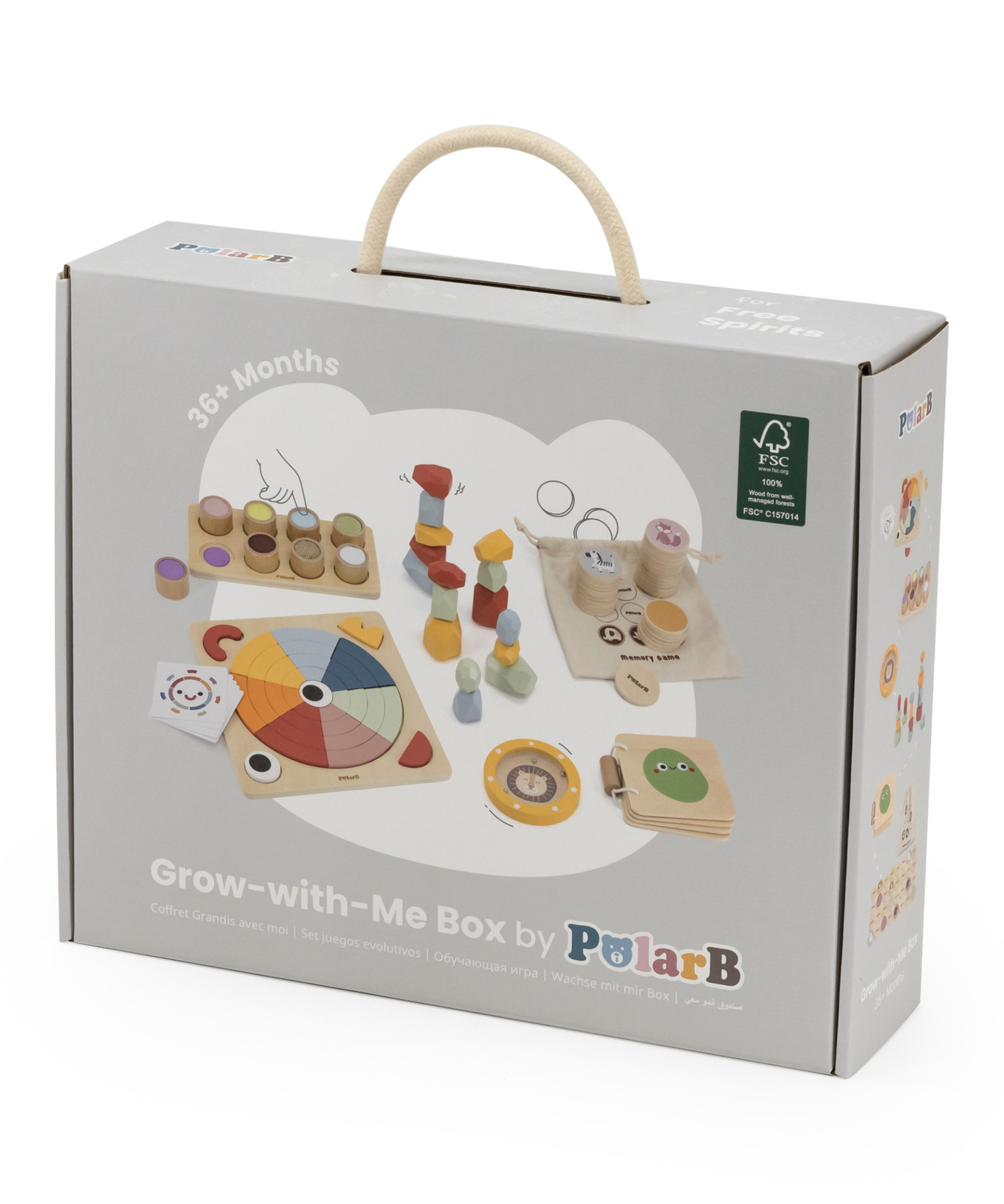 PolarB Grow-with-Me Free Spirits Educational Toy Set for Toddlers, Sensory, Motor Skills, Memory, Emotions, and Creative Play Activities, Eco-Friendly Wooden Toys for Ages 3 and Up