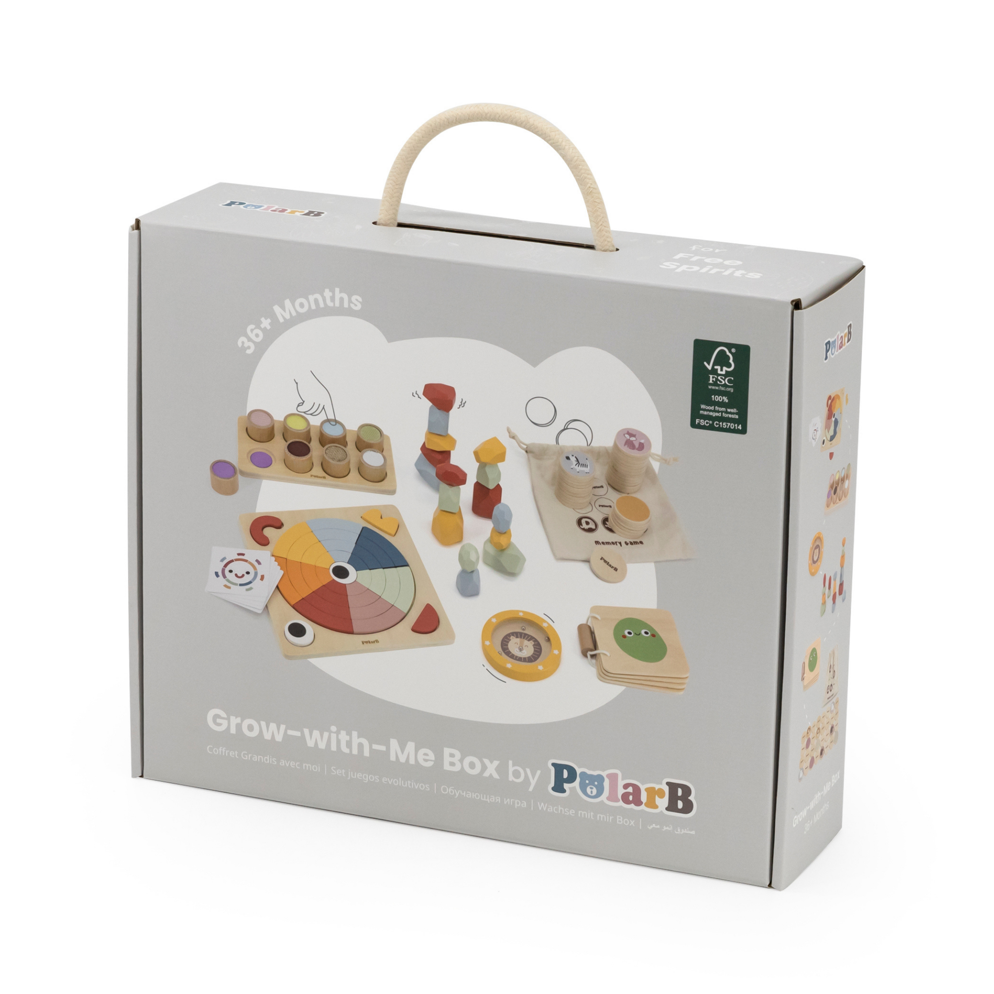 PolarB Grow-with-Me Free Spirits Educational Toy Set for Toddlers, Sensory, Motor Skills, Memory, Emotions, and Creative Play Activities, Eco-Friendly Wooden Toys for Ages 3 and Up