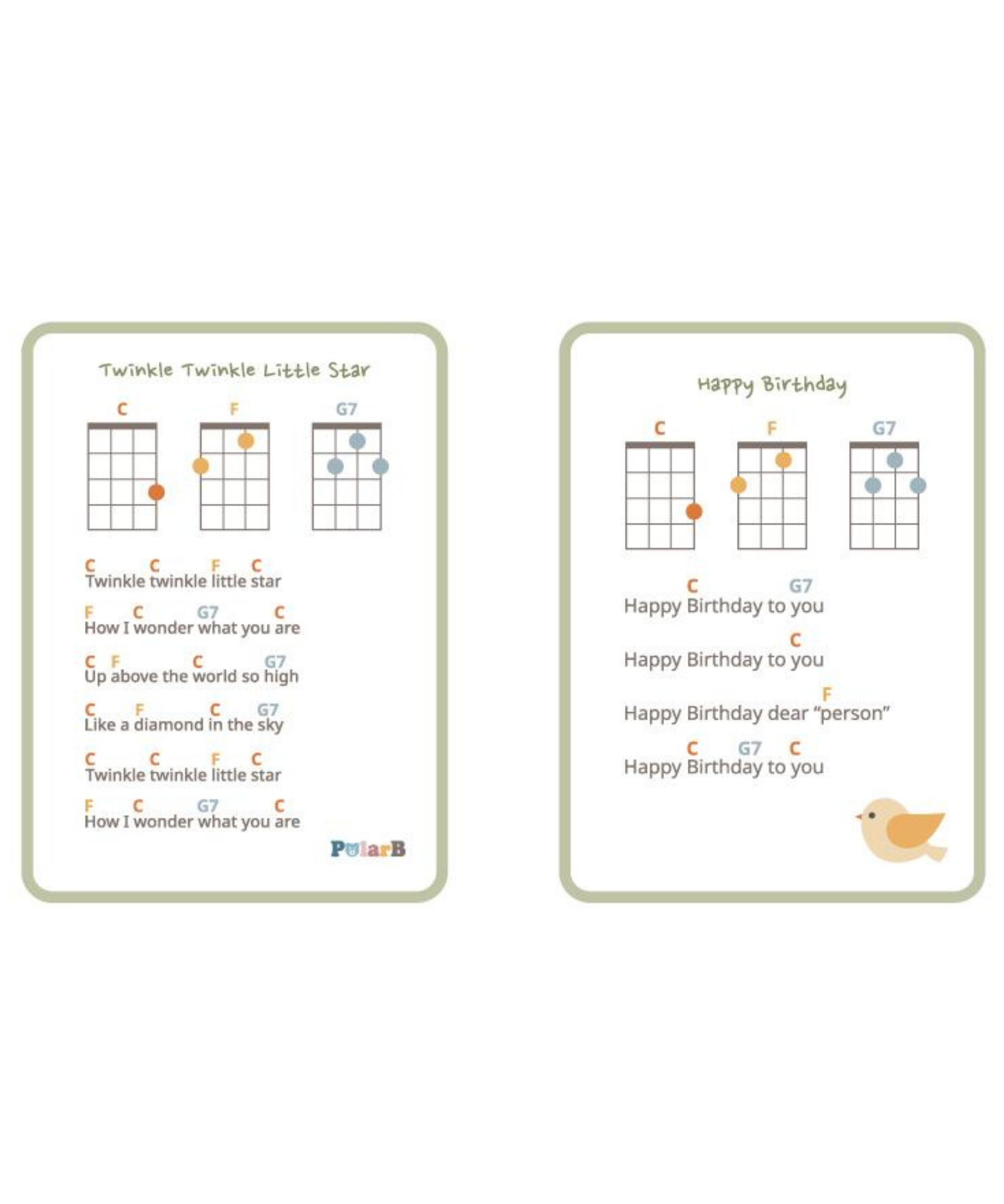 PolarB Wooden Ukulele for Kids, Green Toy Instrument with Sheet Music, Musical Learning Toy for Toddlers Ages 3 and Up