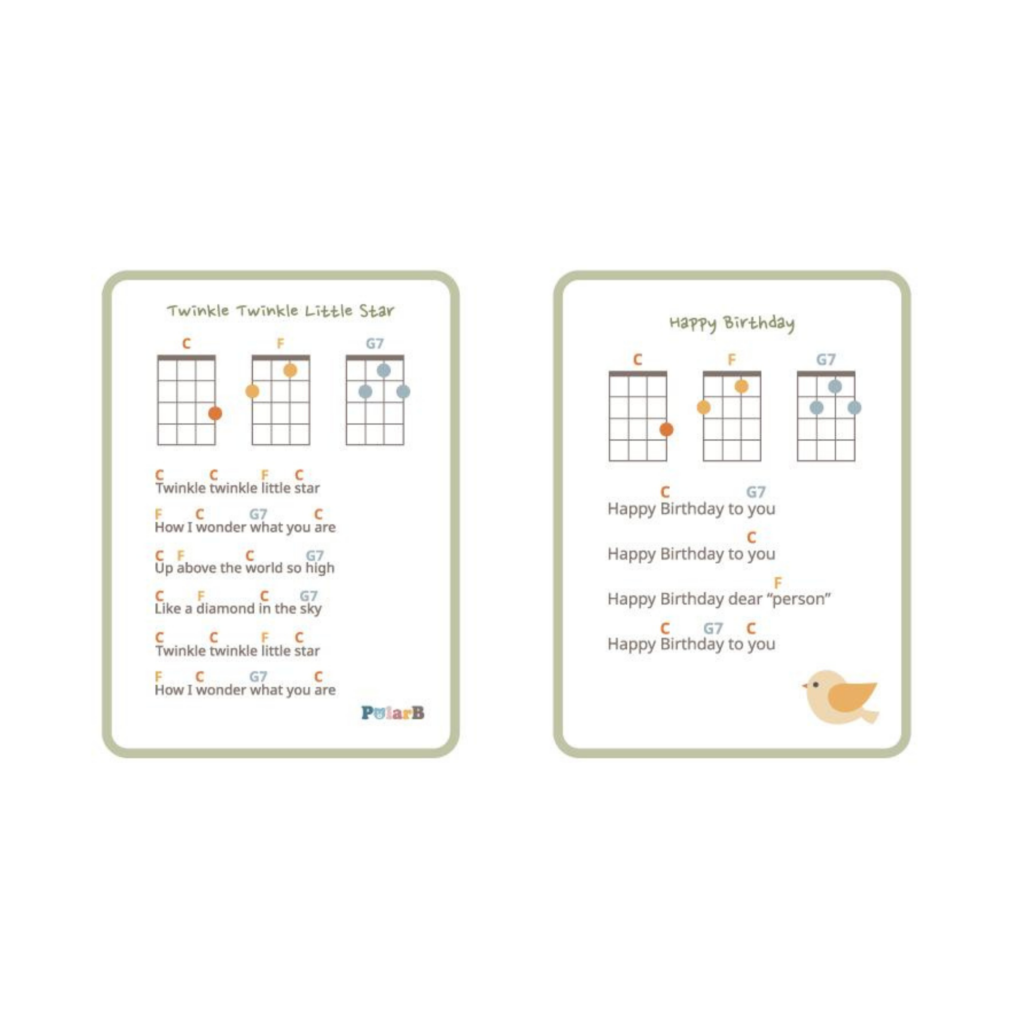 PolarB Wooden Ukulele for Kids, Green Toy Instrument with Sheet Music, Musical Learning Toy for Toddlers Ages 3 and Up