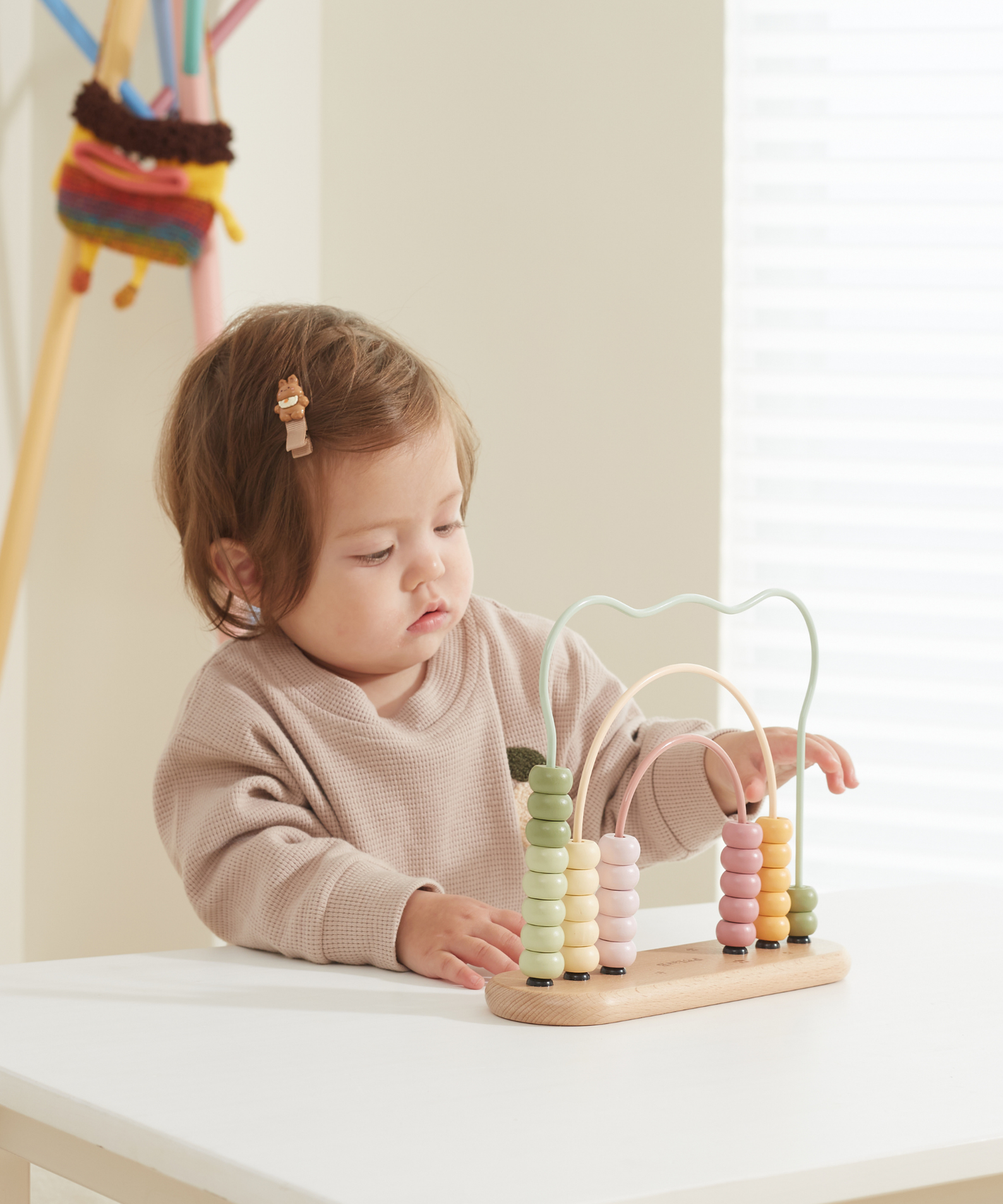 PolarB My First Numbers Wooden Abacus, Bear Design Counting Toy for Toddlers, Educational Math Toy for Ages 12 Months and Up