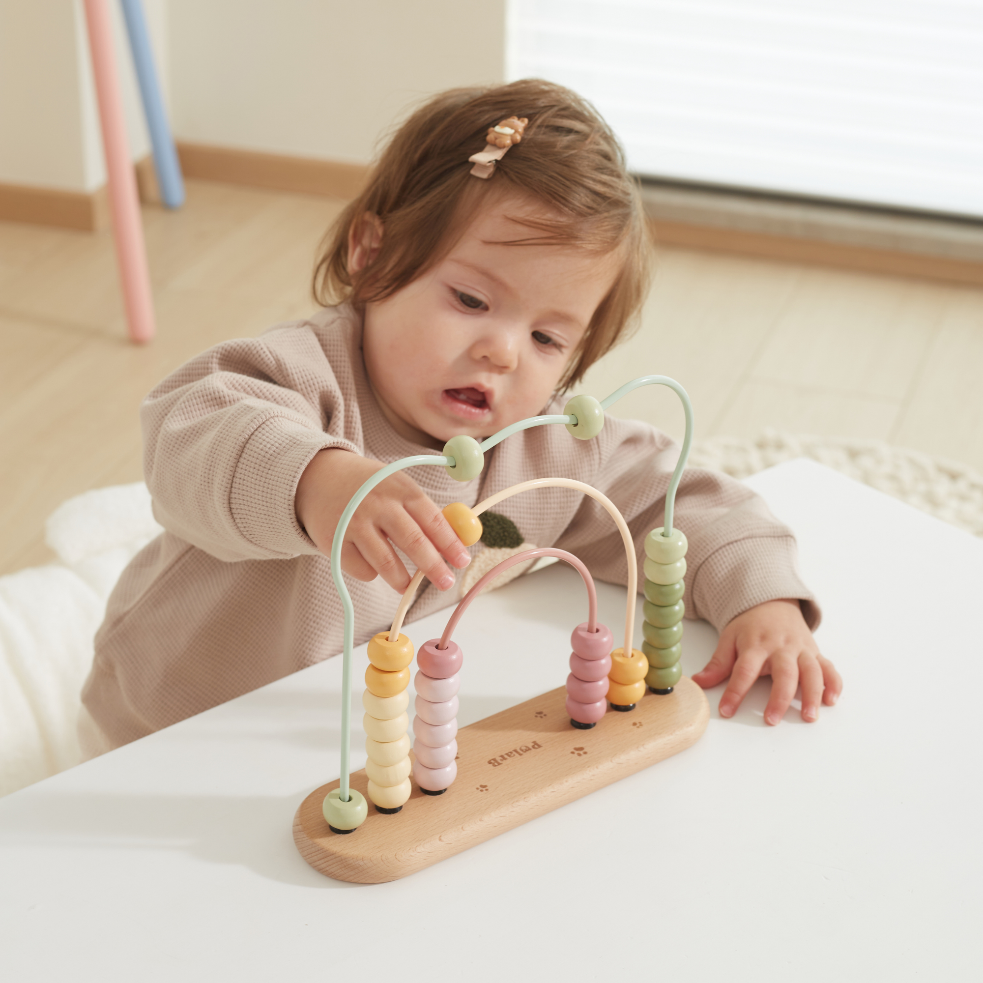 PolarB My First Numbers Wooden Abacus, Bear Design Counting Toy for Toddlers, Educational Math Toy for Ages 12 Months and Up