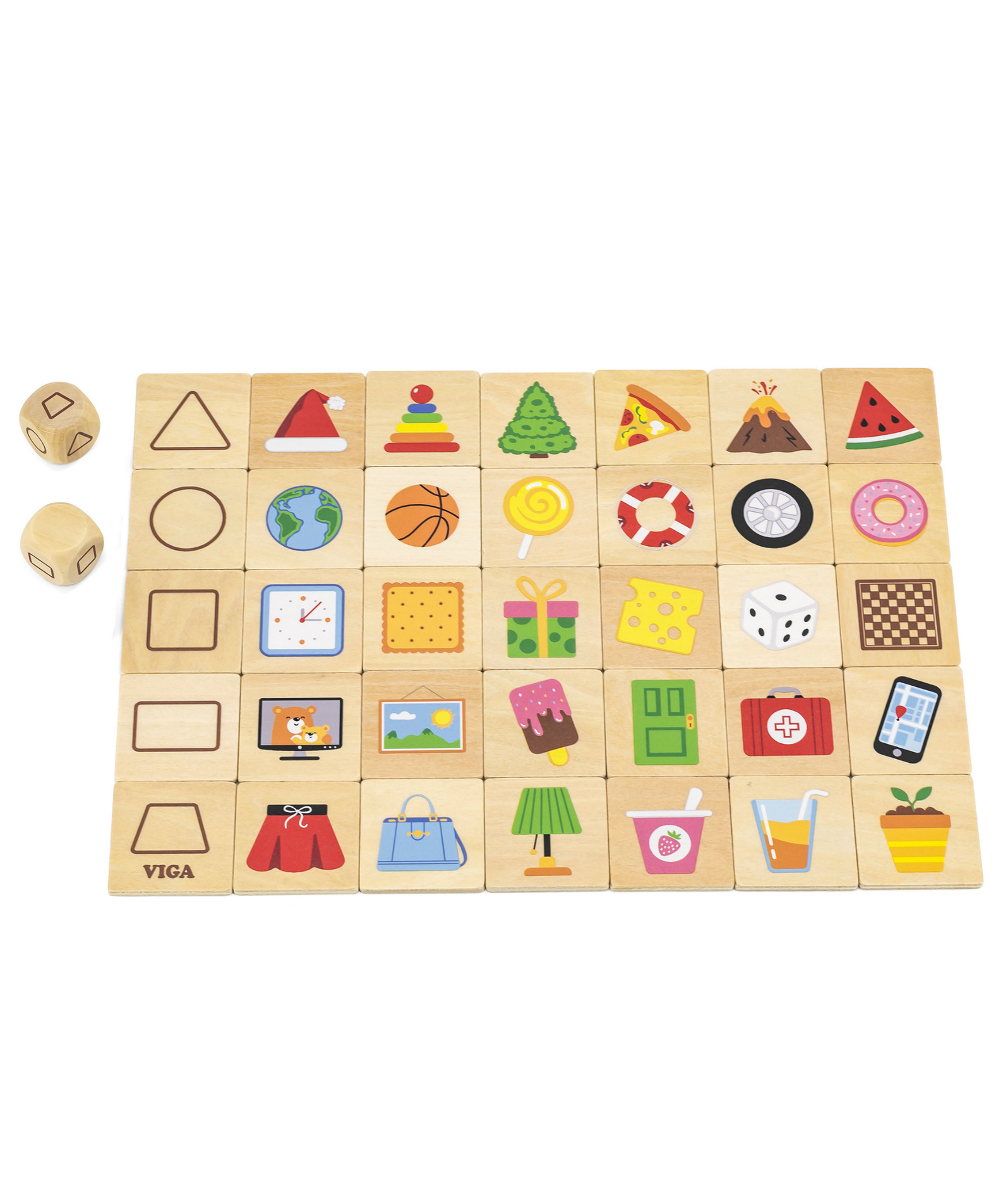 Viga Learning Shapes, 35 Piece Mix & Match Puzzle, Montessori Wooden Toy, Develops Sensory, Cognitive & Fine Motor Skills, Non-Toxic & Eco-friendly Kids Educational Toy, for Boys & Girls 3Y+