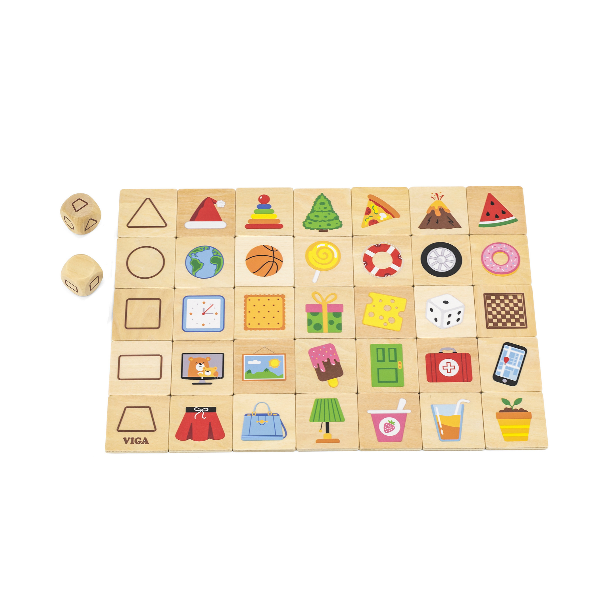 Viga Learning Shapes, 35 Piece Mix & Match Puzzle, Montessori Wooden Toy, Develops Sensory, Cognitive & Fine Motor Skills, Non-Toxic & Eco-friendly Kids Educational Toy, for Boys & Girls 3Y+
