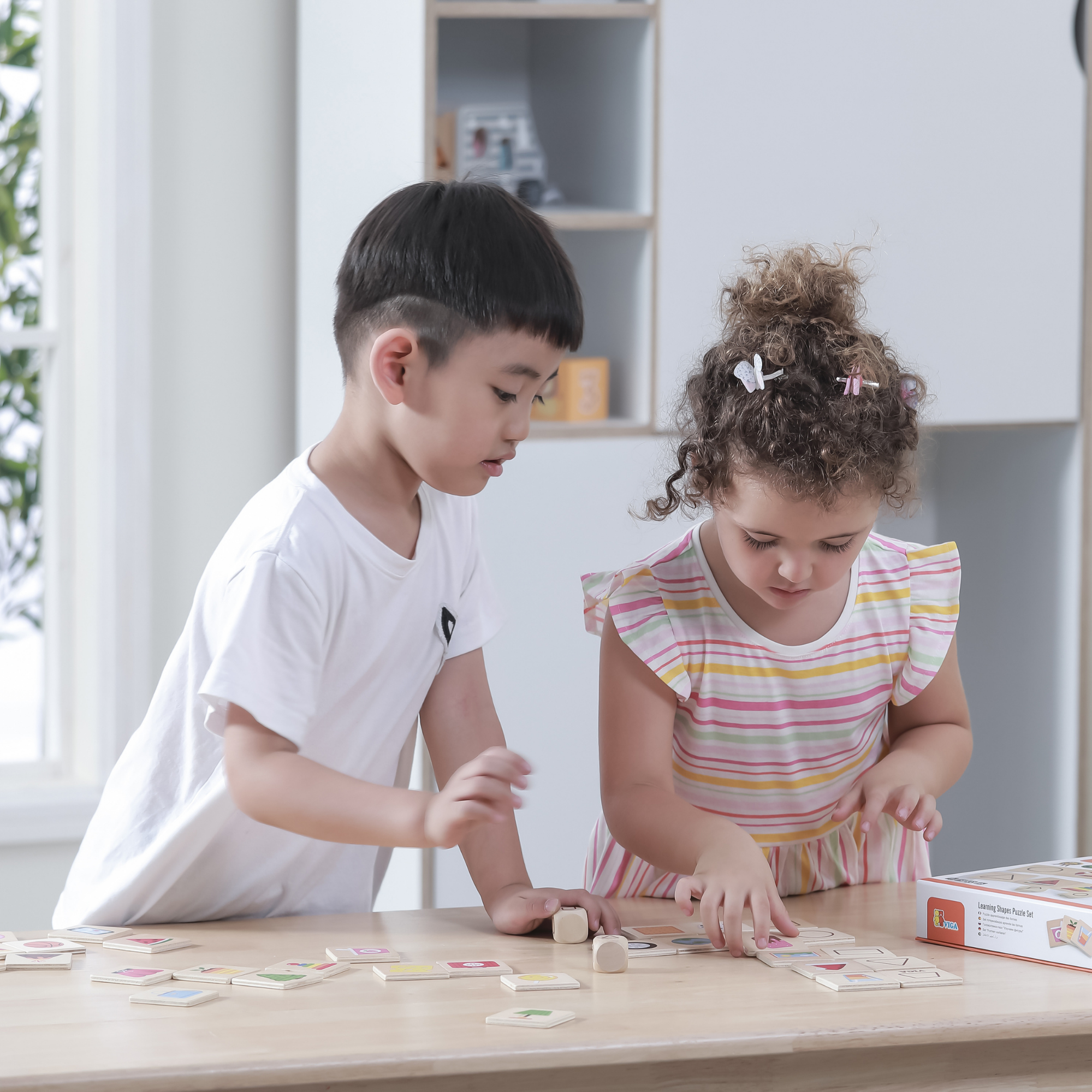 Viga Learning Shapes, 35 Piece Mix & Match Puzzle, Montessori Wooden Toy, Develops Sensory, Cognitive & Fine Motor Skills, Non-Toxic & Eco-friendly Kids Educational Toy, for Boys & Girls 3Y+