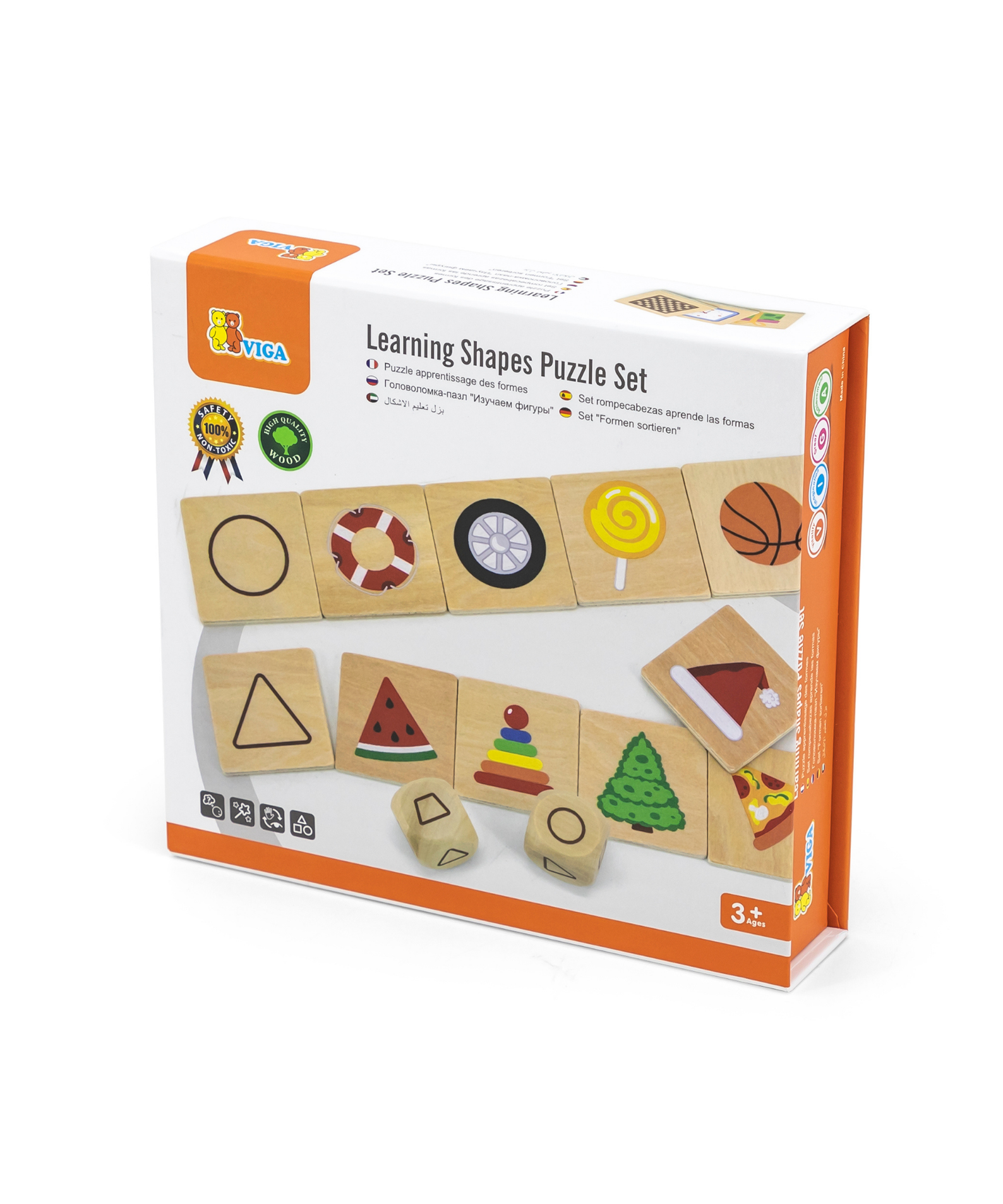 Viga Learning Shapes, 35 Piece Mix & Match Puzzle, Montessori Wooden Toy, Develops Sensory, Cognitive & Fine Motor Skills, Non-Toxic & Eco-friendly Kids Educational Toy, for Boys & Girls 3Y+