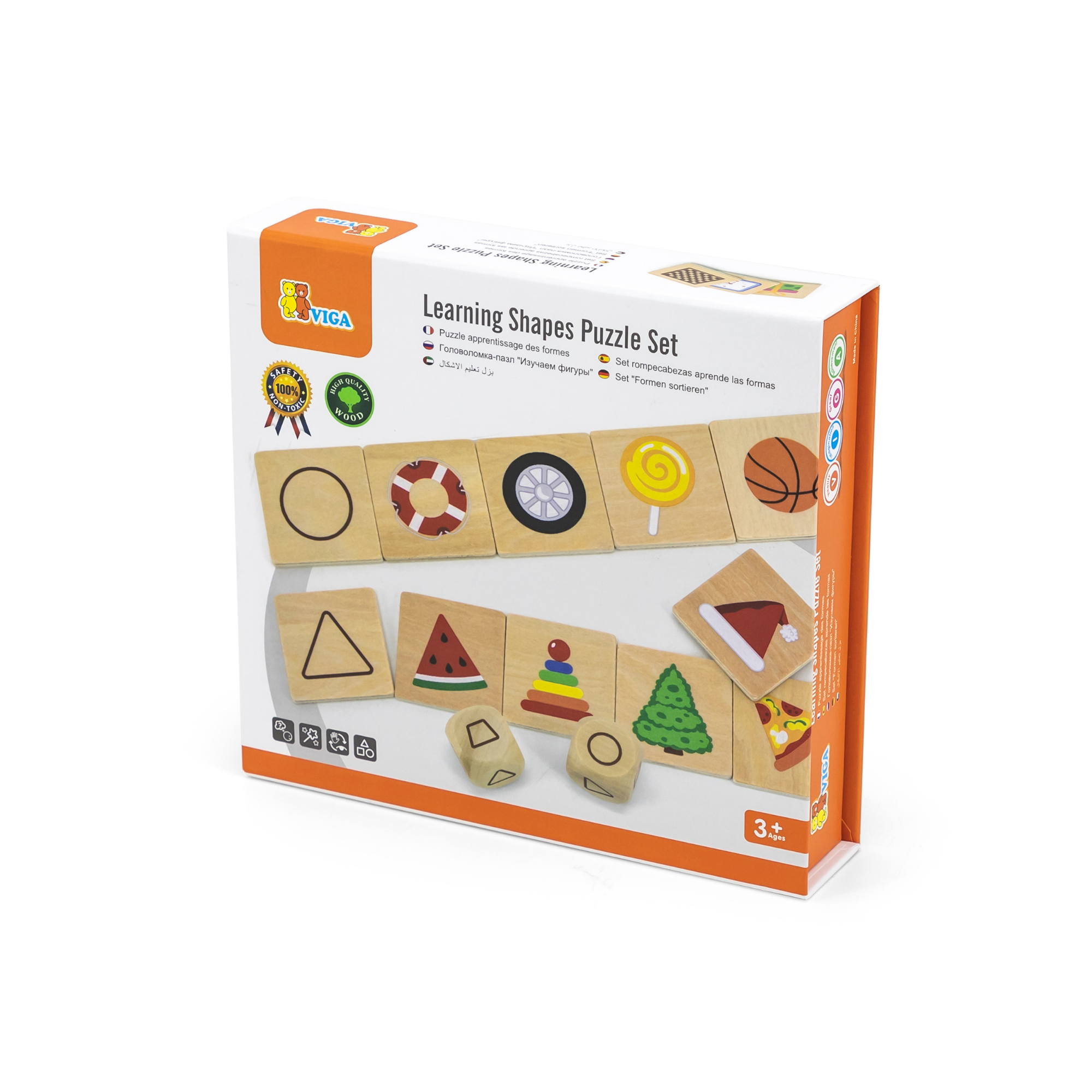 Viga Learning Shapes, 35 Piece Mix & Match Puzzle, Montessori Wooden Toy, Develops Sensory, Cognitive & Fine Motor Skills, Non-Toxic & Eco-friendly Kids Educational Toy, for Boys & Girls 3Y+