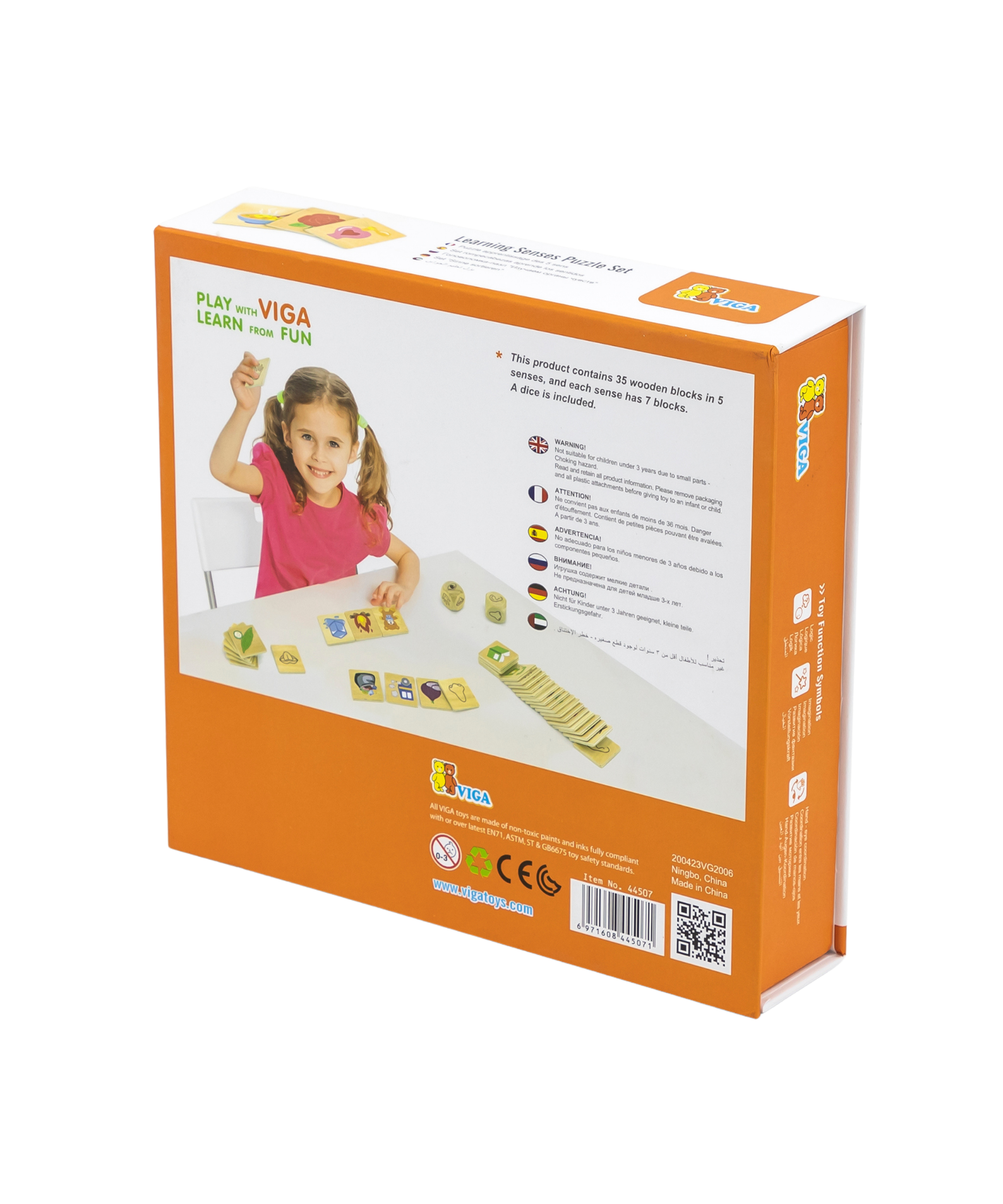 Viga Learning Senses, 35 Piece Mix & Match Puzzle, Montessori Wooden Toy, Develops Sensory, Cognitive & Fine Motor Skills, Non-Toxic & Eco-friendly Kids Educational Toy, for Boys & Girls 3Y+