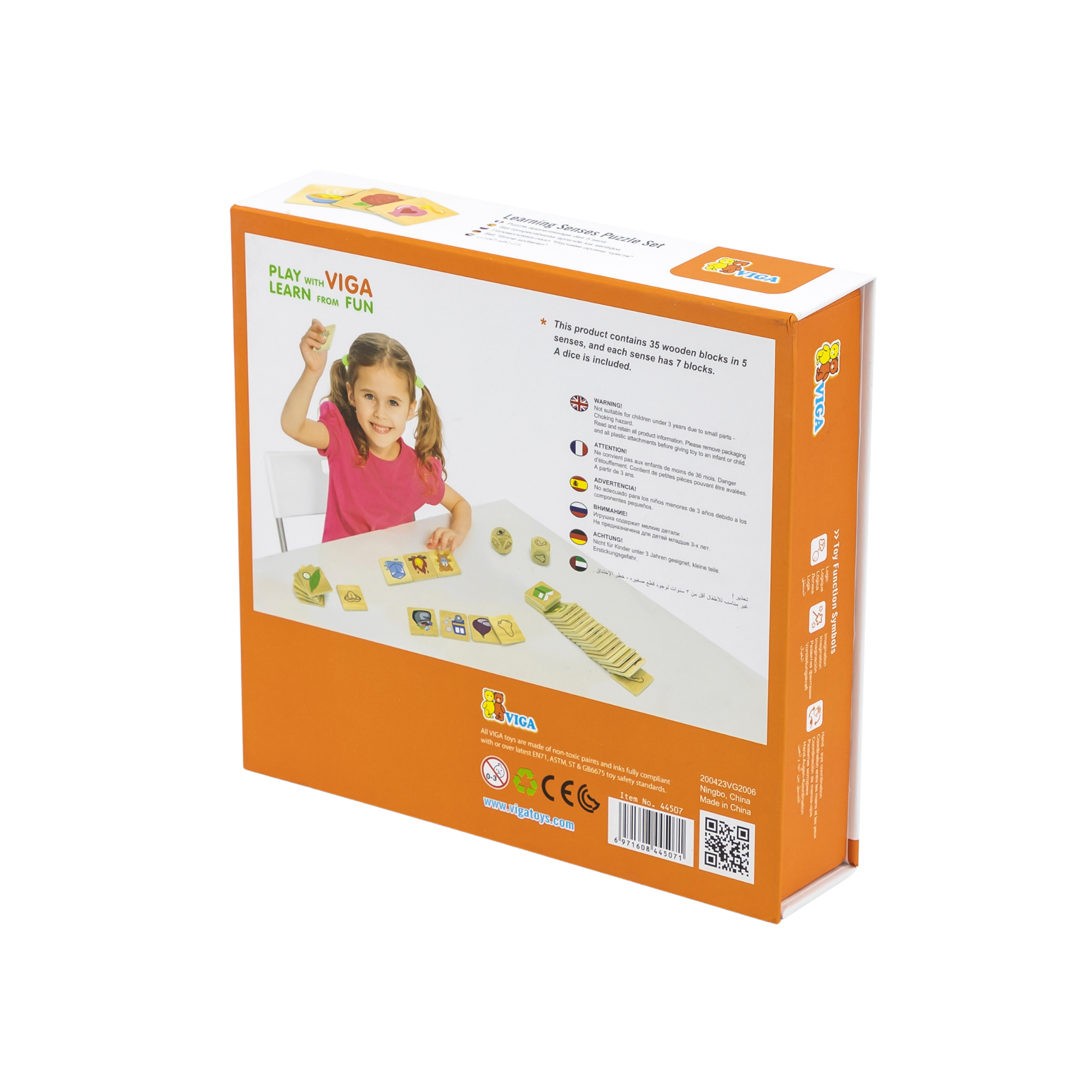 Viga Learning Senses, 35 Piece Mix & Match Puzzle, Montessori Wooden Toy, Develops Sensory, Cognitive & Fine Motor Skills, Non-Toxic & Eco-friendly Kids Educational Toy, for Boys & Girls 3Y+