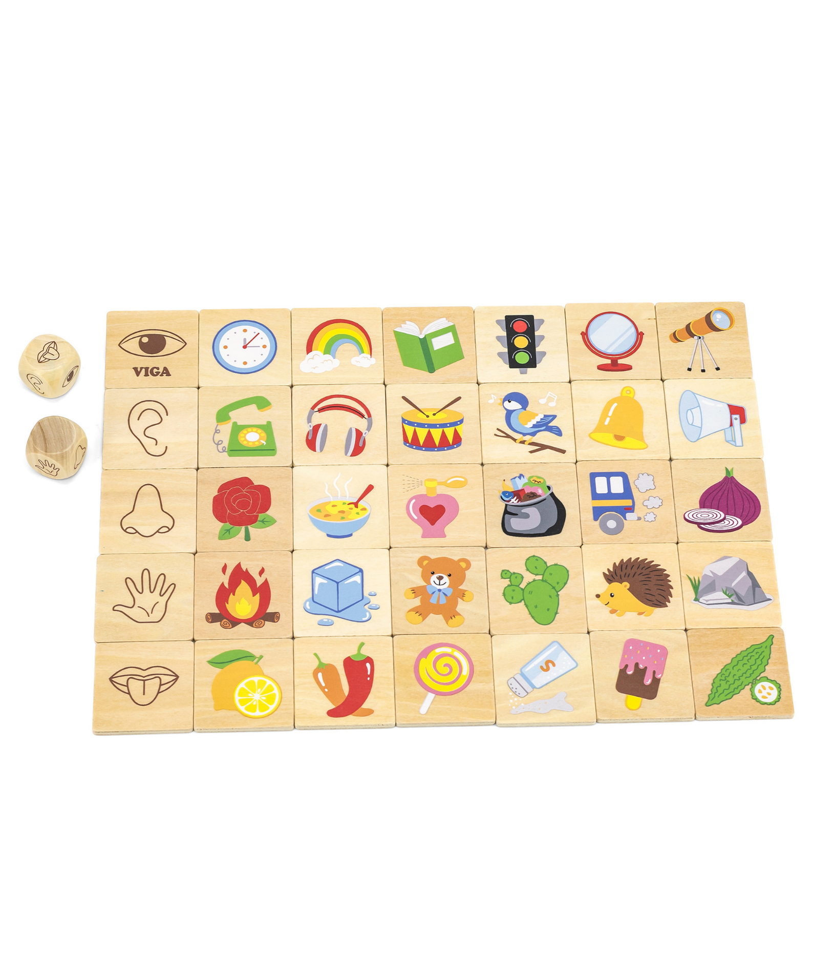 Viga Learning Senses, 35 Piece Mix & Match Puzzle, Montessori Wooden Toy, Develops Sensory, Cognitive & Fine Motor Skills, Non-Toxic & Eco-friendly Kids Educational Toy, for Boys & Girls 3Y+