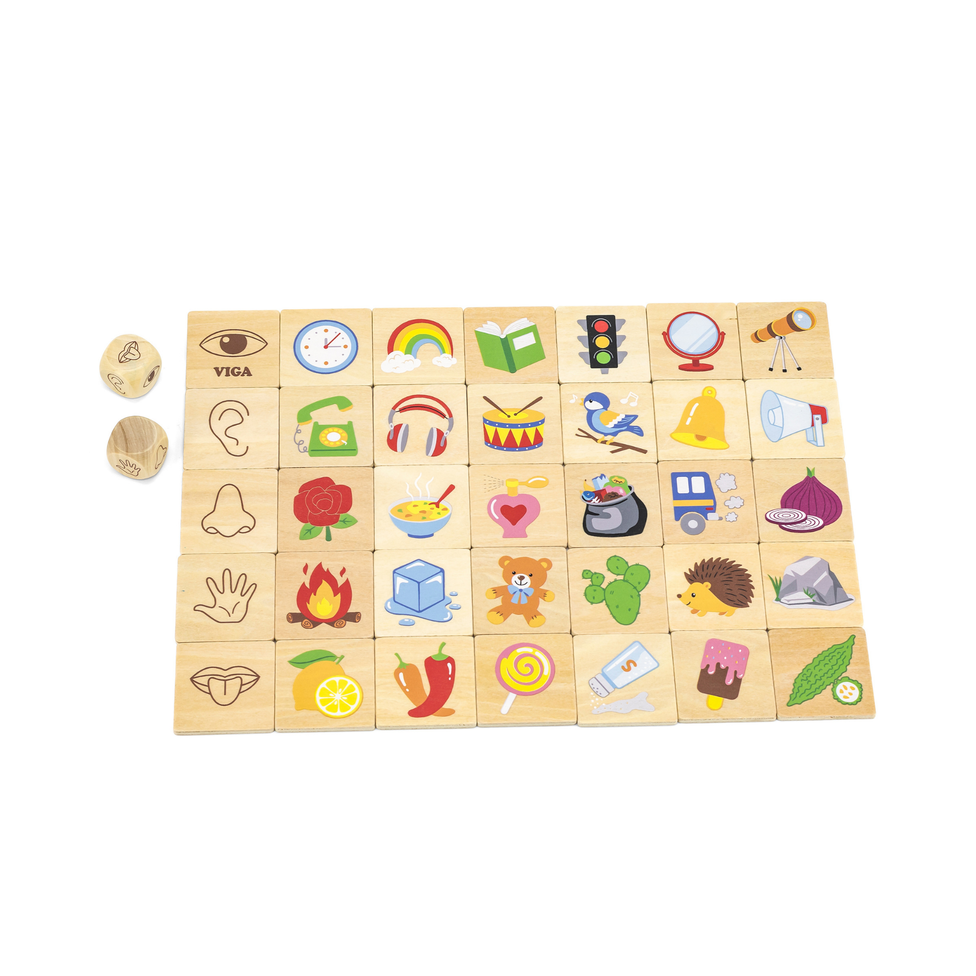Viga Learning Senses, 35 Piece Mix & Match Puzzle, Montessori Wooden Toy, Develops Sensory, Cognitive & Fine Motor Skills, Non-Toxic & Eco-friendly Kids Educational Toy, for Boys & Girls 3Y+