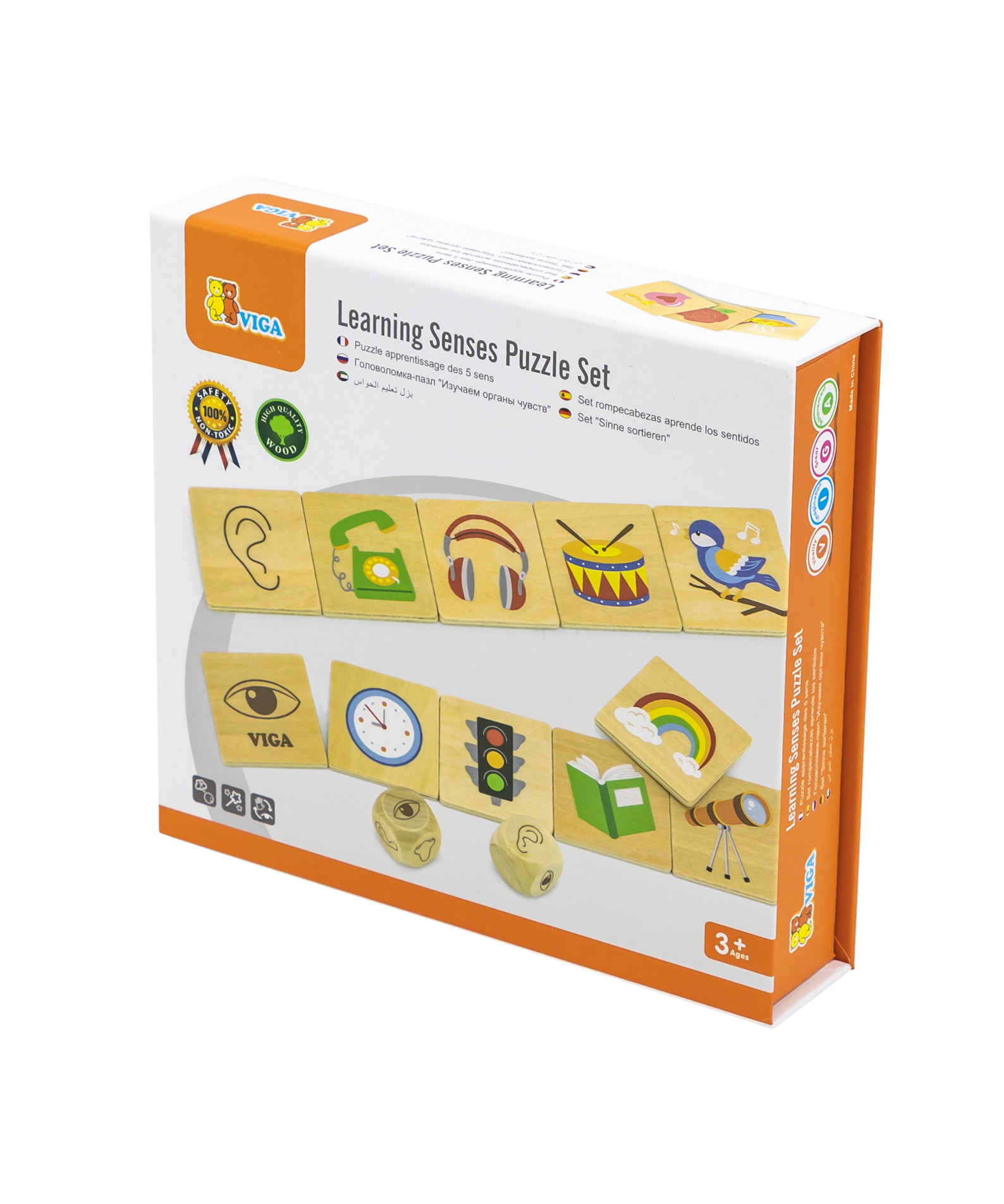 Viga Learning Senses, 35 Piece Mix & Match Puzzle, Montessori Wooden Toy, Develops Sensory, Cognitive & Fine Motor Skills, Non-Toxic & Eco-friendly Kids Educational Toy, for Boys & Girls 3Y+