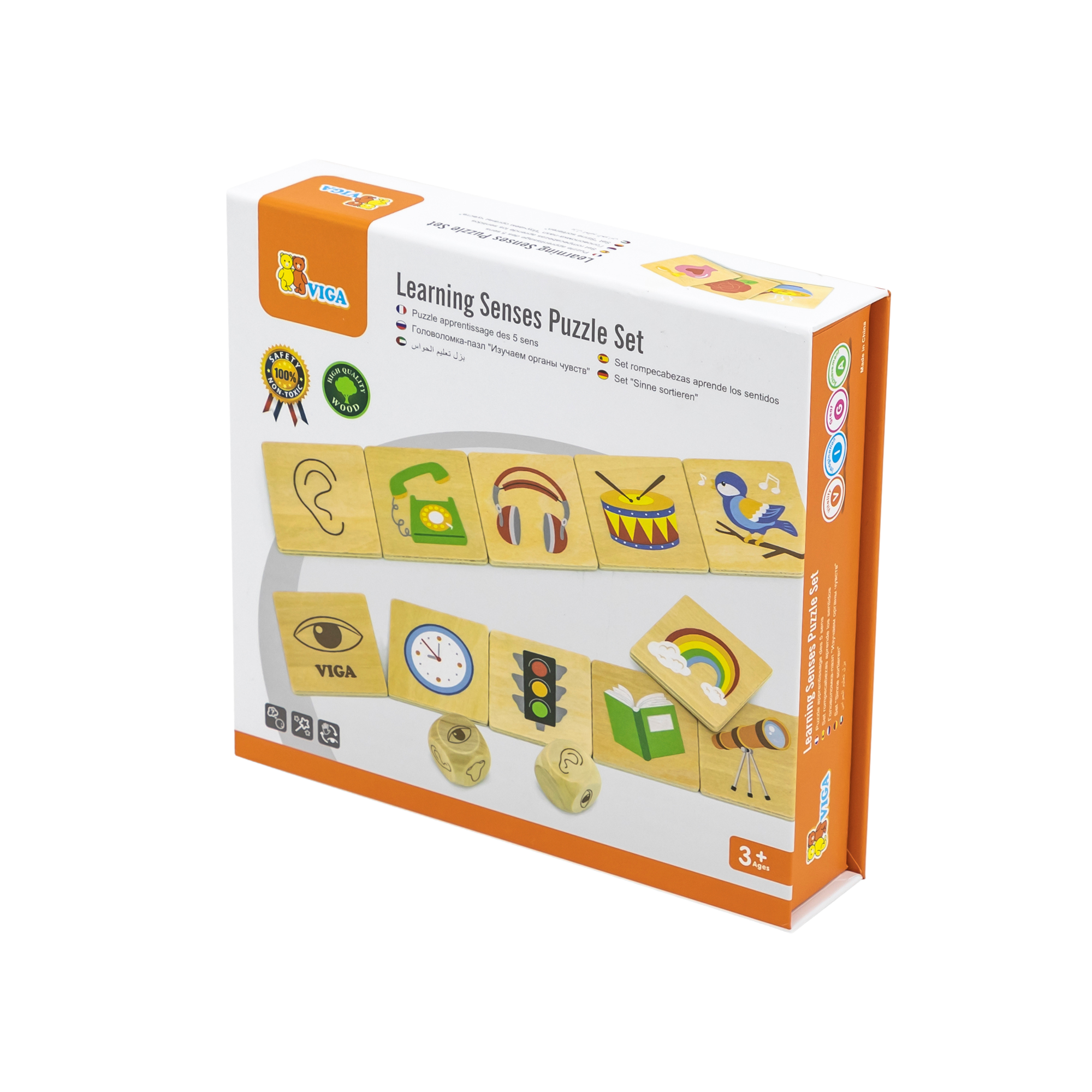 Viga Learning Senses, 35 Piece Mix & Match Puzzle, Montessori Wooden Toy, Develops Sensory, Cognitive & Fine Motor Skills, Non-Toxic & Eco-friendly Kids Educational Toy, for Boys & Girls 3Y+