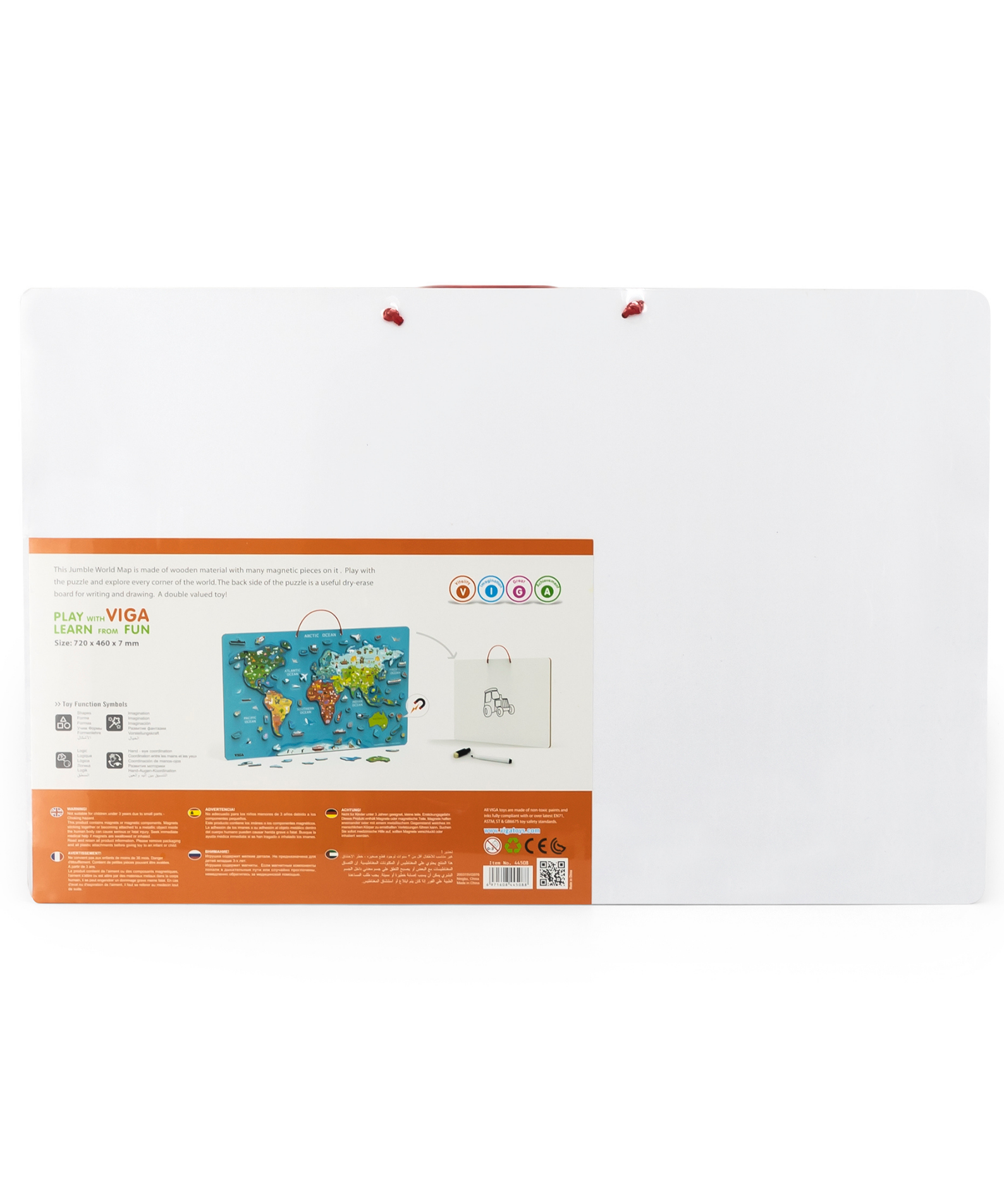 Viga Dry Erase Board with,   Magnetic World Puzzle, Montessori Wooden Toy, Develops Sensory, Cognitive & Fine Motor Skills, Non-Toxic & Eco-friendly Kids Educational Toy, Suitable for Children 3Y+