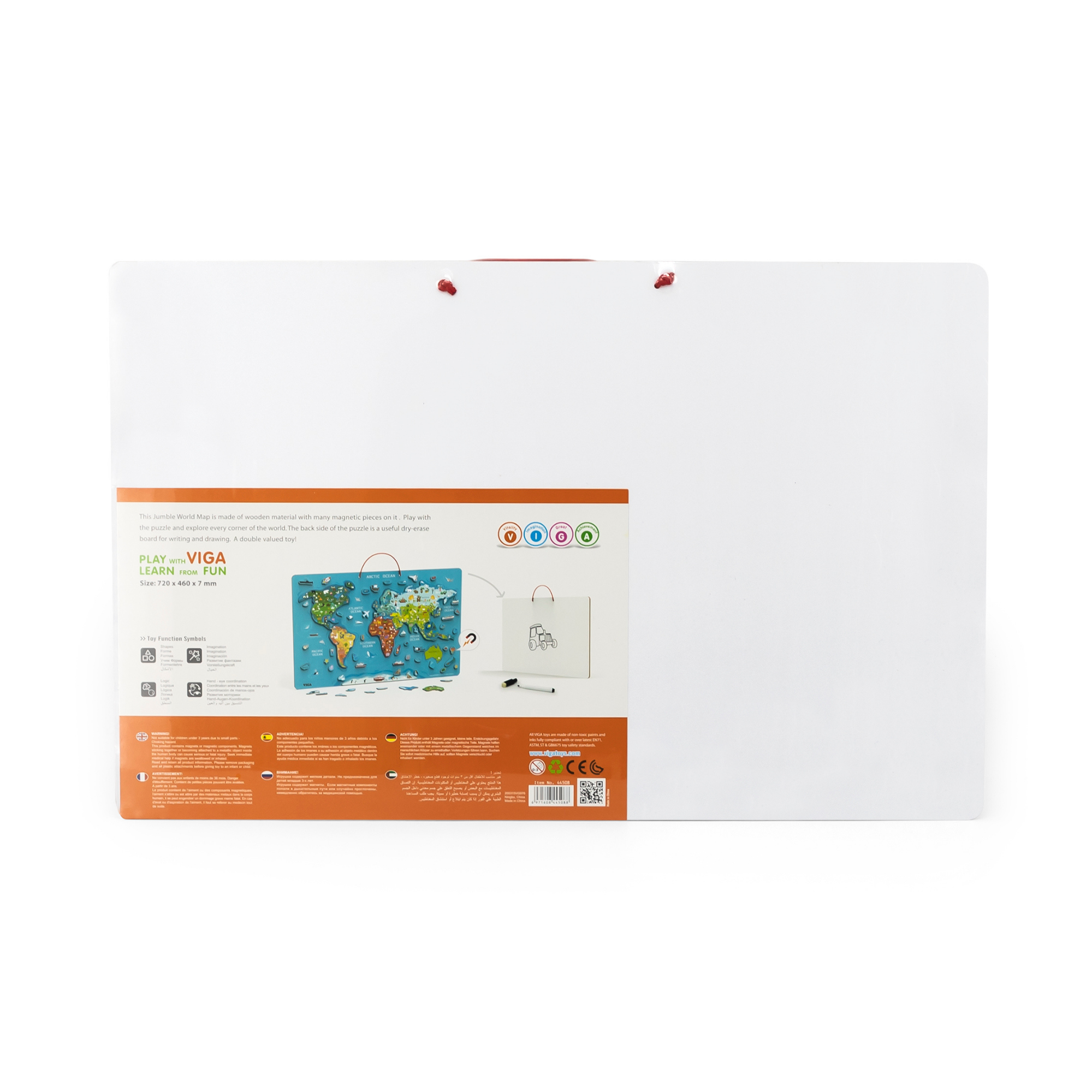 Viga Dry Erase Board with,   Magnetic World Puzzle, Montessori Wooden Toy, Develops Sensory, Cognitive & Fine Motor Skills, Non-Toxic & Eco-friendly Kids Educational Toy, Suitable for Children 3Y+