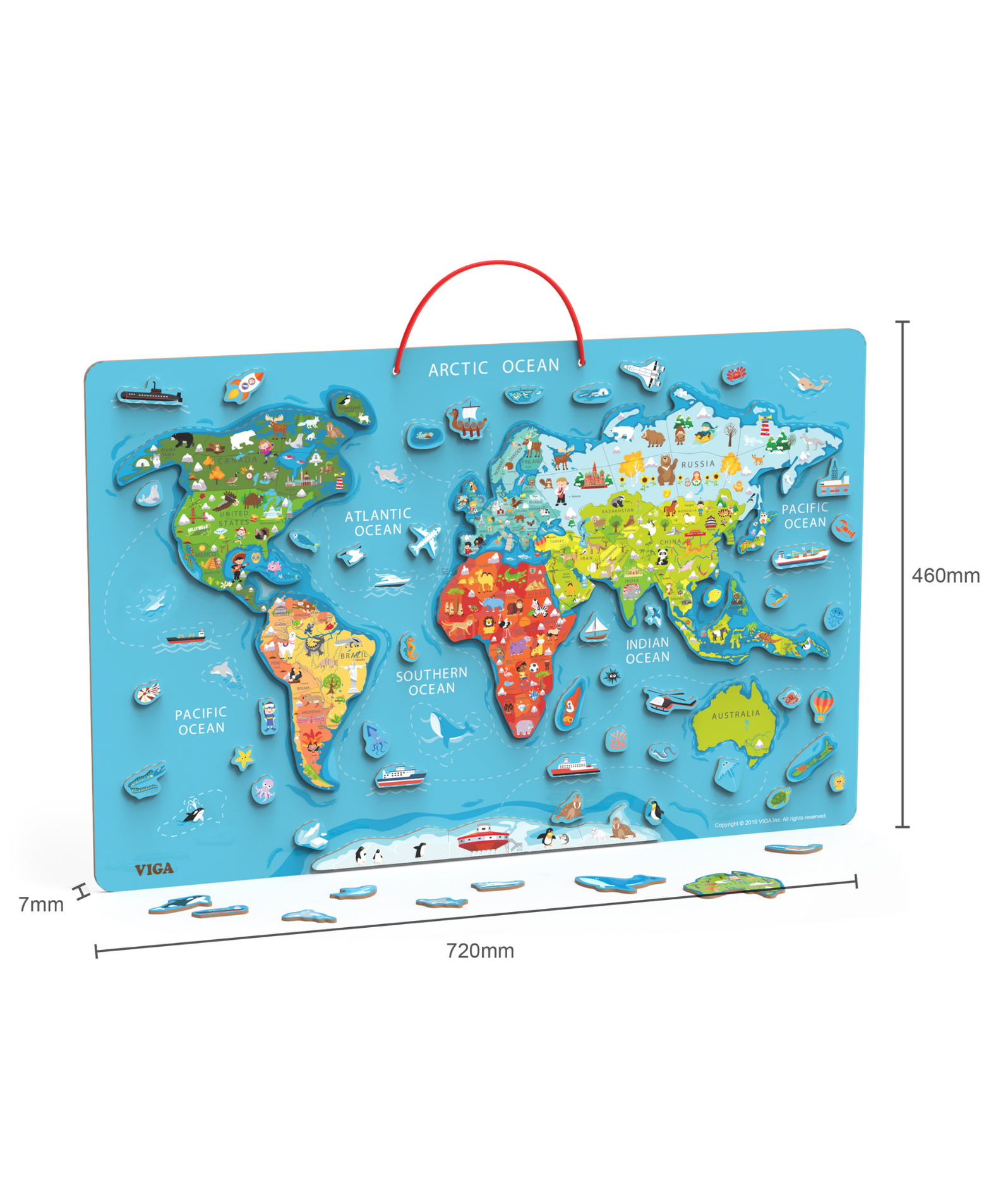 Viga Dry Erase Board with,   Magnetic World Puzzle, Montessori Wooden Toy, Develops Sensory, Cognitive & Fine Motor Skills, Non-Toxic & Eco-friendly Kids Educational Toy, Suitable for Children 3Y+