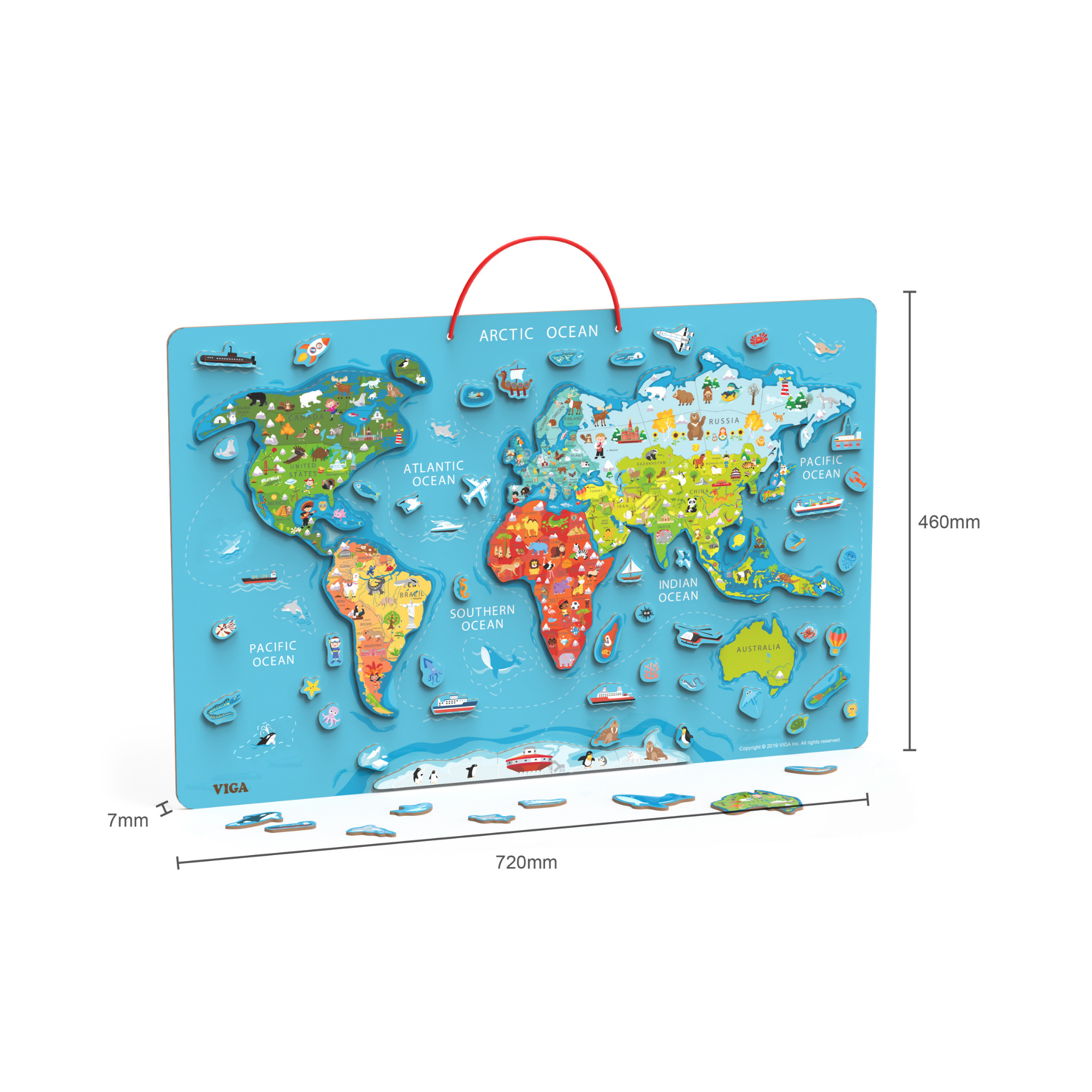 Viga Dry Erase Board with,   Magnetic World Puzzle, Montessori Wooden Toy, Develops Sensory, Cognitive & Fine Motor Skills, Non-Toxic & Eco-friendly Kids Educational Toy, Suitable for Children 3Y+