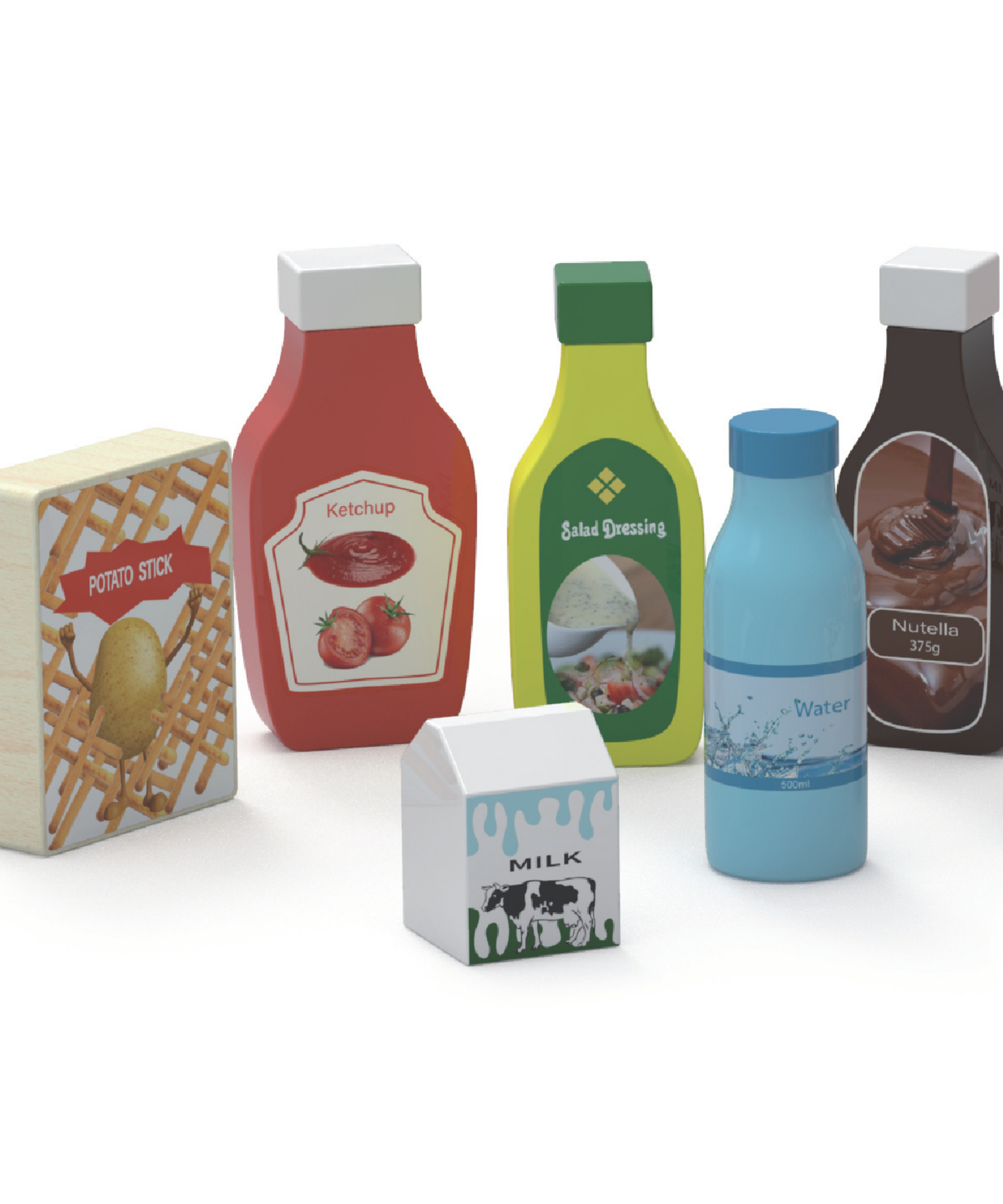 VIGA Wooden Beverage and Food Set  12 Piece Pretend Play Snacks and Drinks  Role Play Kitchen and Shop Accessories for Ages 3 and Up