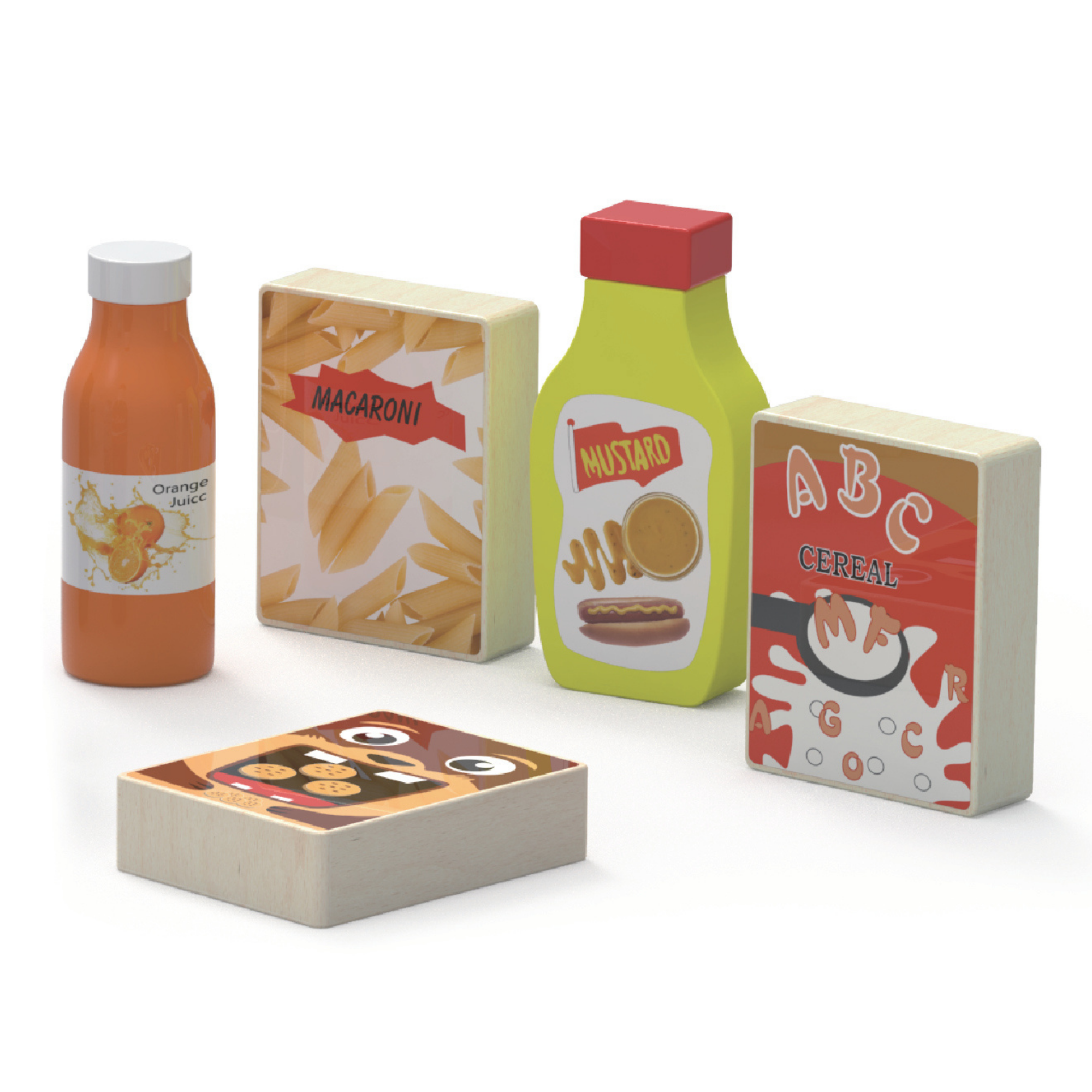 VIGA Wooden Beverage and Food Set  12 Piece Pretend Play Snacks and Drinks  Role Play Kitchen and Shop Accessories for Ages 3 and Up