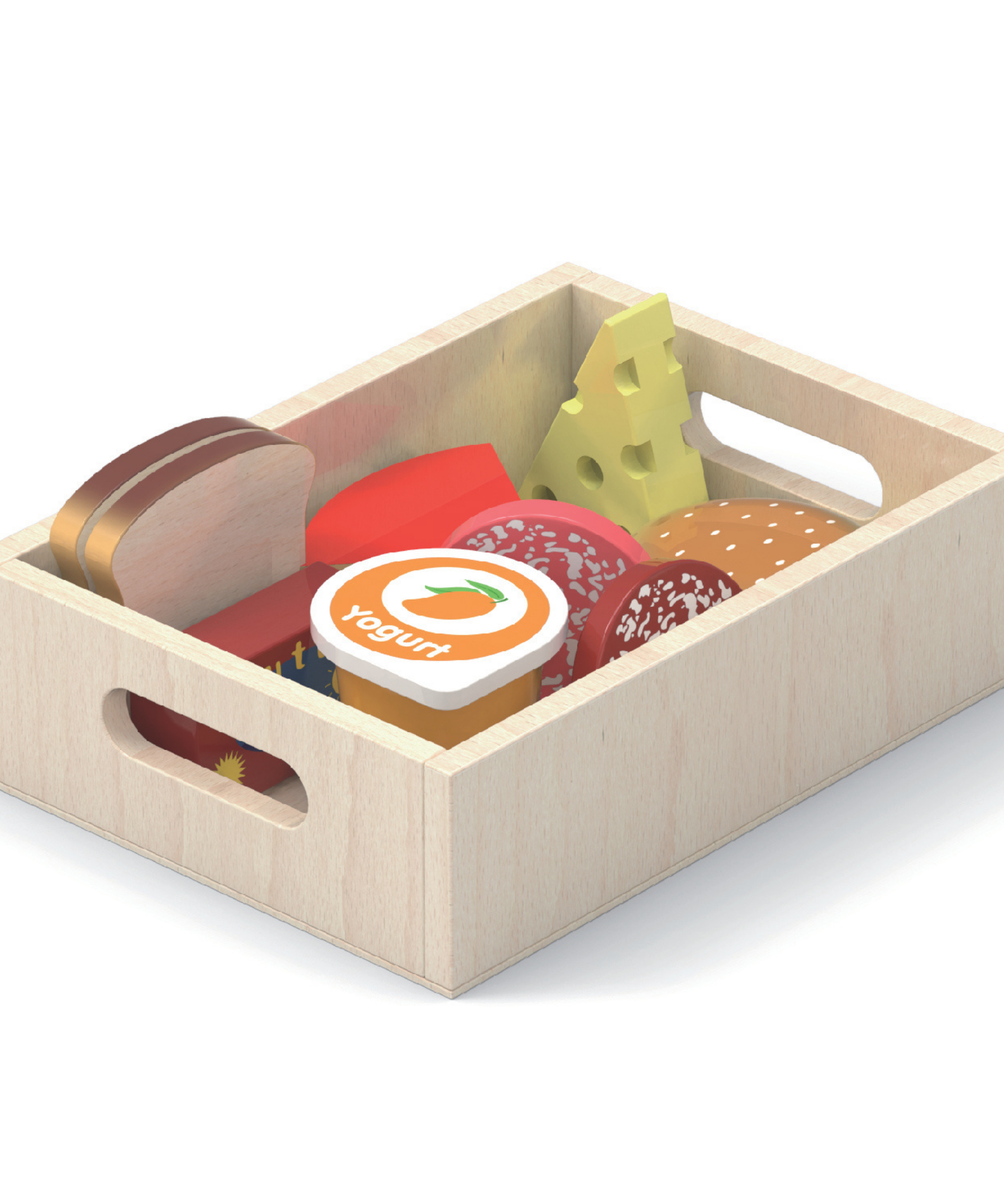 VIGA Wooden Fridge Food Set  2 Box Pretend Play Breakfast, Meat, and Seafood  Kitchen and Shop Role Play Toy for Ages 3 and Up