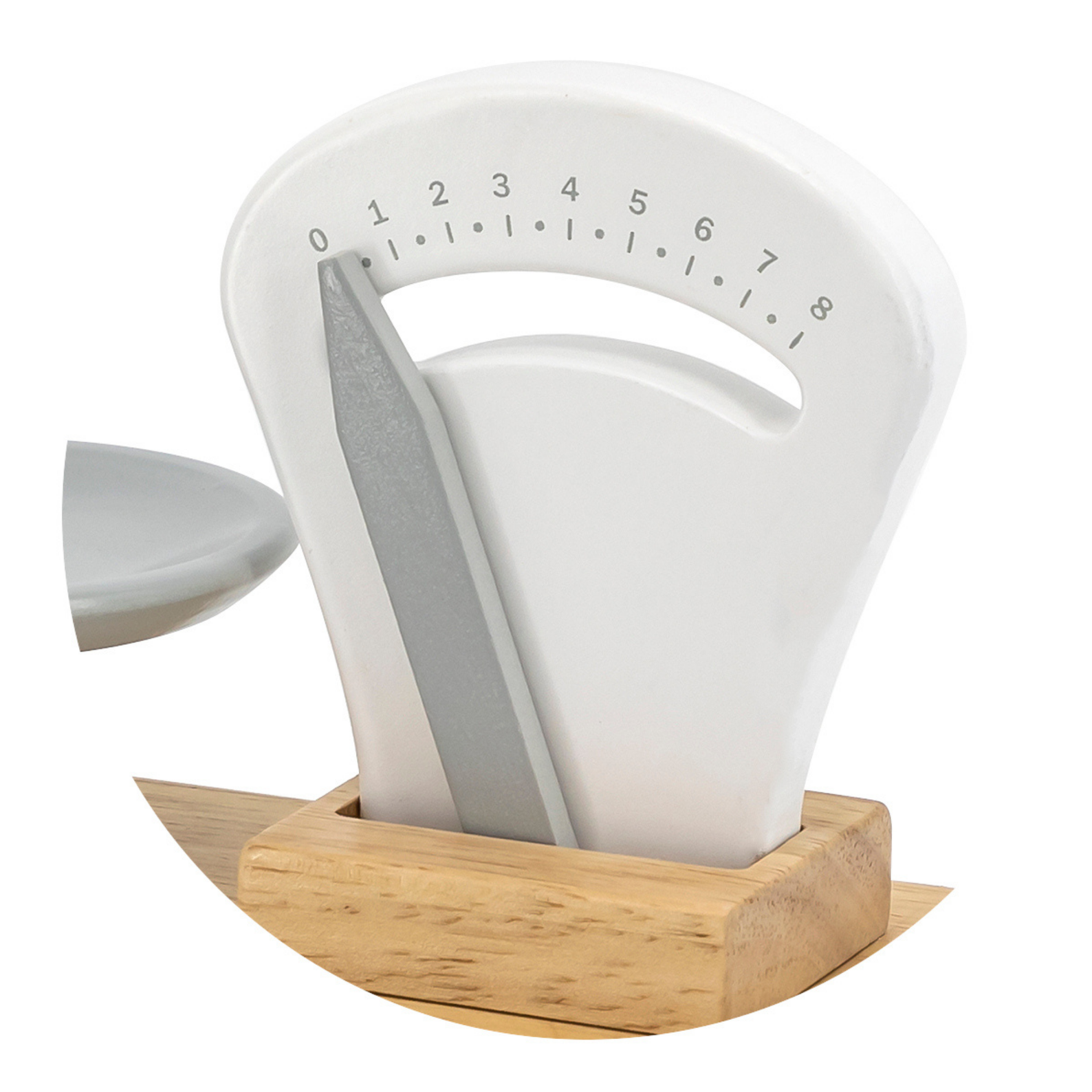 VIGA Wooden Shop Weighing Scale Toy  Gray and White Retail Balance Scale for Kids  Educational Roleplay Toy for Ages 3 and Up
