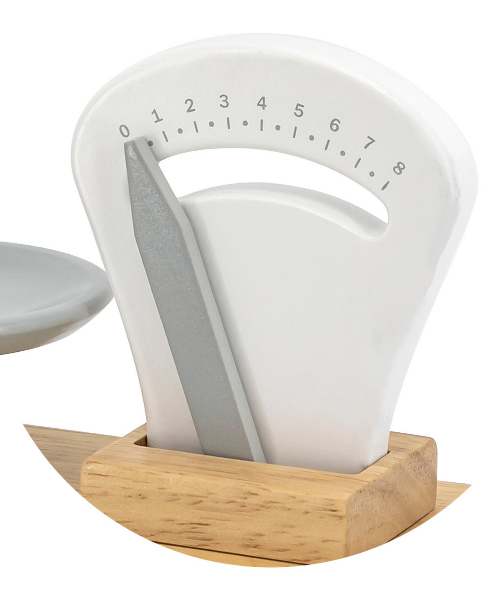 VIGA Wooden Shop Weighing Scale Toy  Gray and White Retail Balance Scale for Kids  Educational Roleplay Toy for Ages 3 and Up