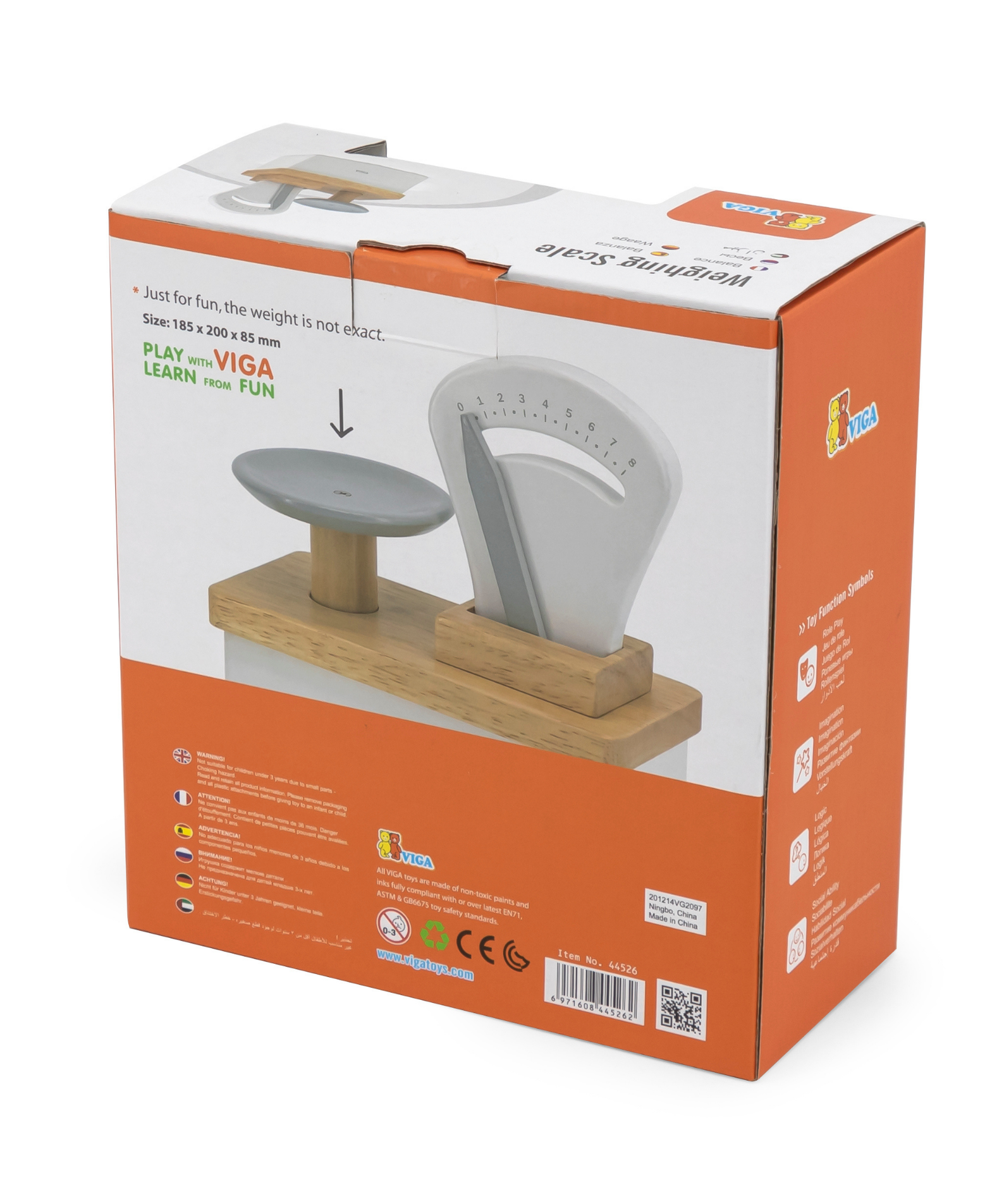 VIGA Wooden Shop Weighing Scale Toy  Gray and White Retail Balance Scale for Kids  Educational Roleplay Toy for Ages 3 and Up