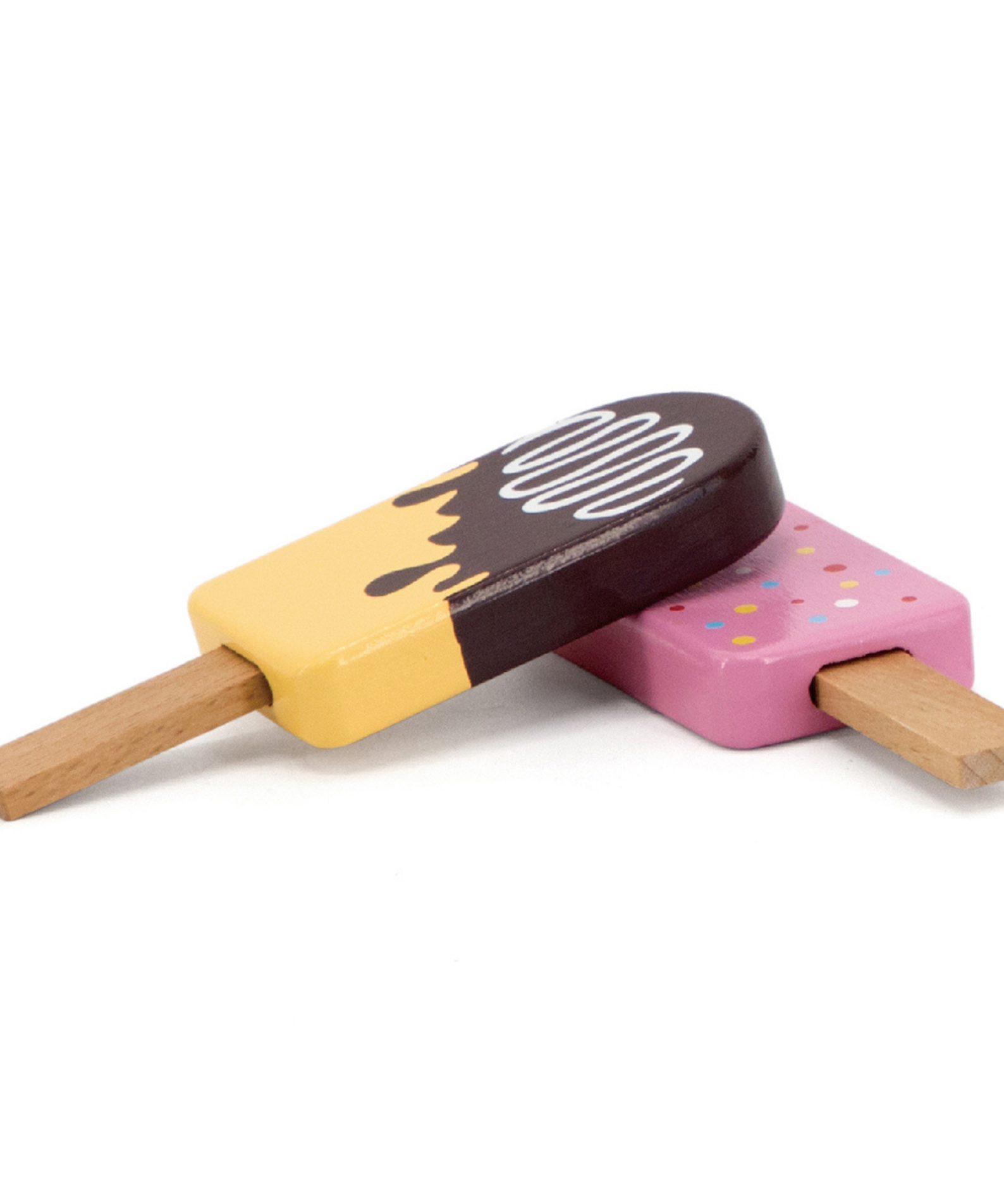 VIGA Wooden Ice Cream Play Set with Stand  6 Colorful Ice Pops for Pretend Play  Roleplay Toy for Kids Ages 3 and Up