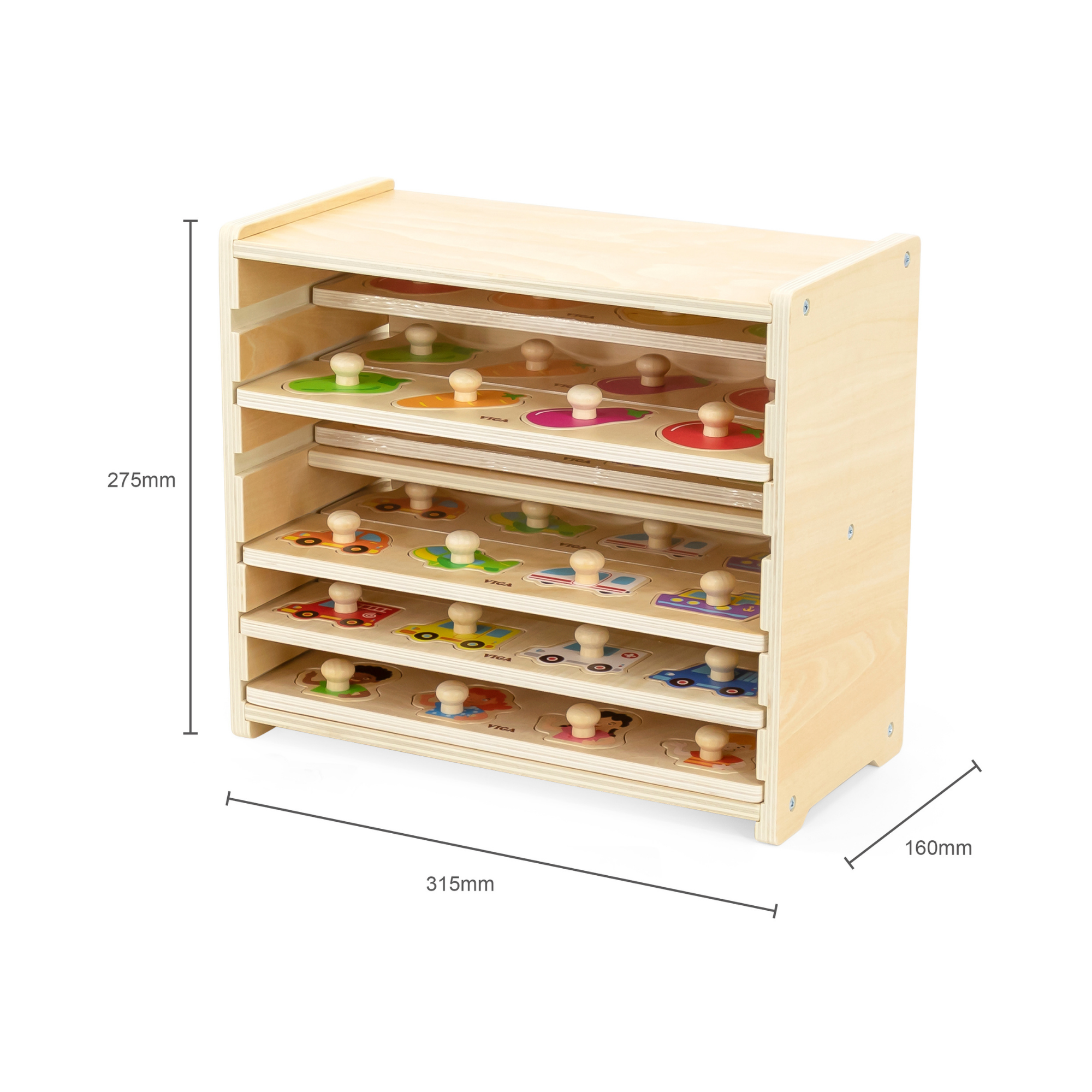 Viga Set of 12, 4 Piece Knob Puzzle, Montessori Wooden Toy, Develops Sensory, Cognitive & Fine Motor Skills, Non-Toxic & Eco-friendly Kids Educational Toy, Suitable for Boys and Girls Aged 12M+