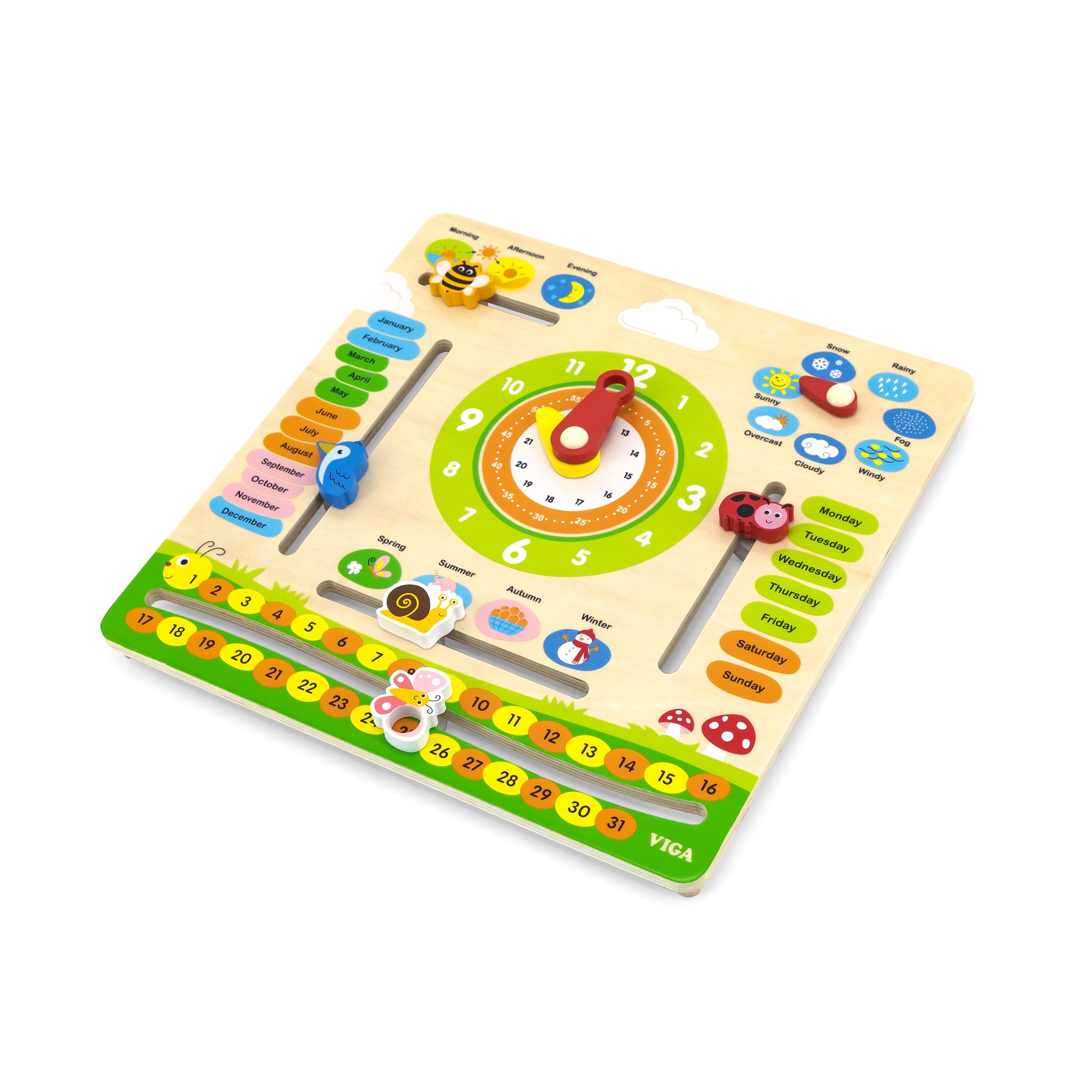 Viga Calendar Learning Board, Montessori Wooden Educational Toy, Interactive Date & Weather Activity Panel, Develops Logic & Daily Awareness, Non-Toxic & Eco-Friendly, for Boys & Girls 3Y+