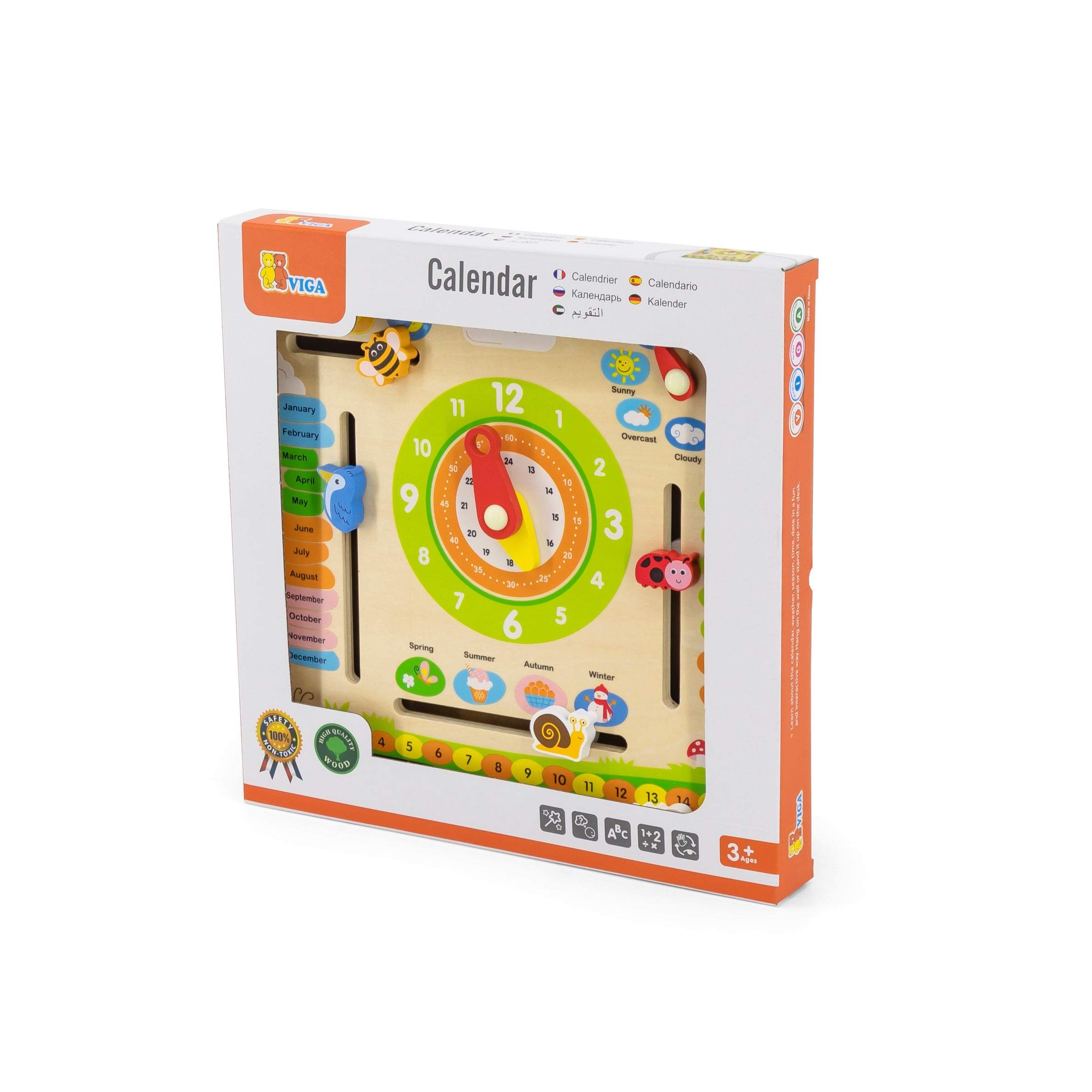 Viga Calendar Learning Board, Montessori Wooden Educational Toy, Interactive Date & Weather Activity Panel, Develops Logic & Daily Awareness, Non-Toxic & Eco-Friendly, for Boys & Girls 3Y+