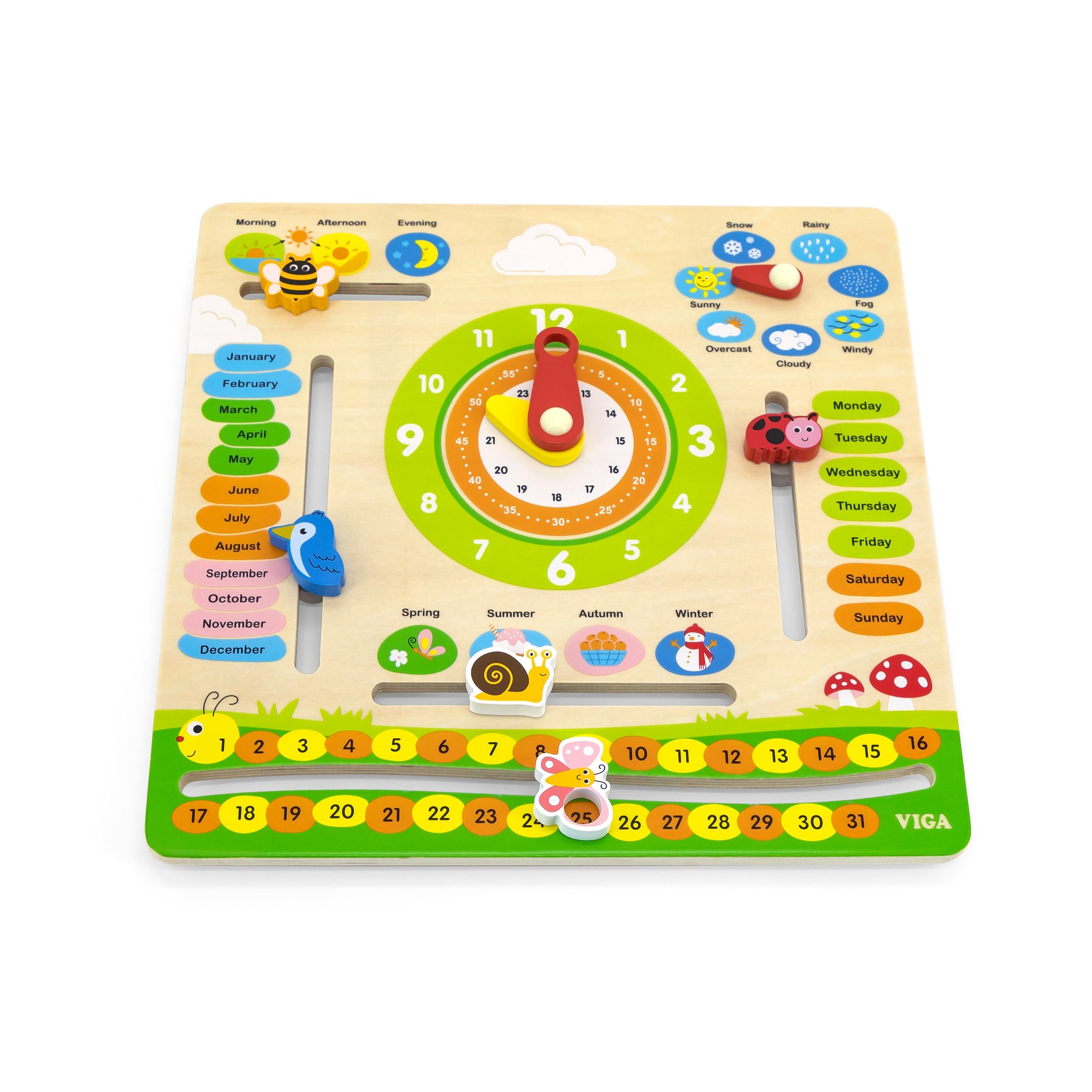 Viga Calendar Learning Board, Montessori Wooden Educational Toy, Interactive Date & Weather Activity Panel, Develops Logic & Daily Awareness, Non-Toxic & Eco-Friendly, for Boys & Girls 3Y+