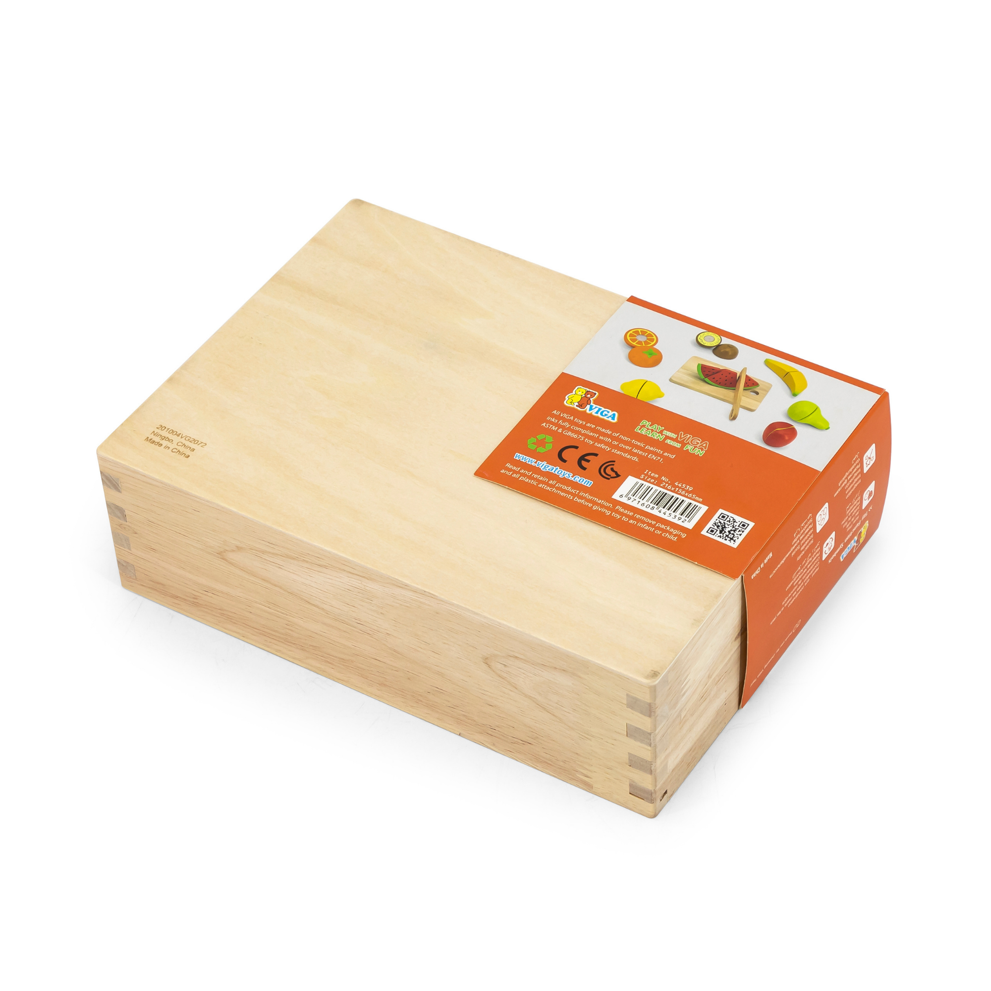 Viga Wooden Cutting Fruit Set for Toddlers  Pretend Play Kitchen Toy with Knife and Cutting Board  Montessori-Inspired Learning  Ages 18 Months and Up