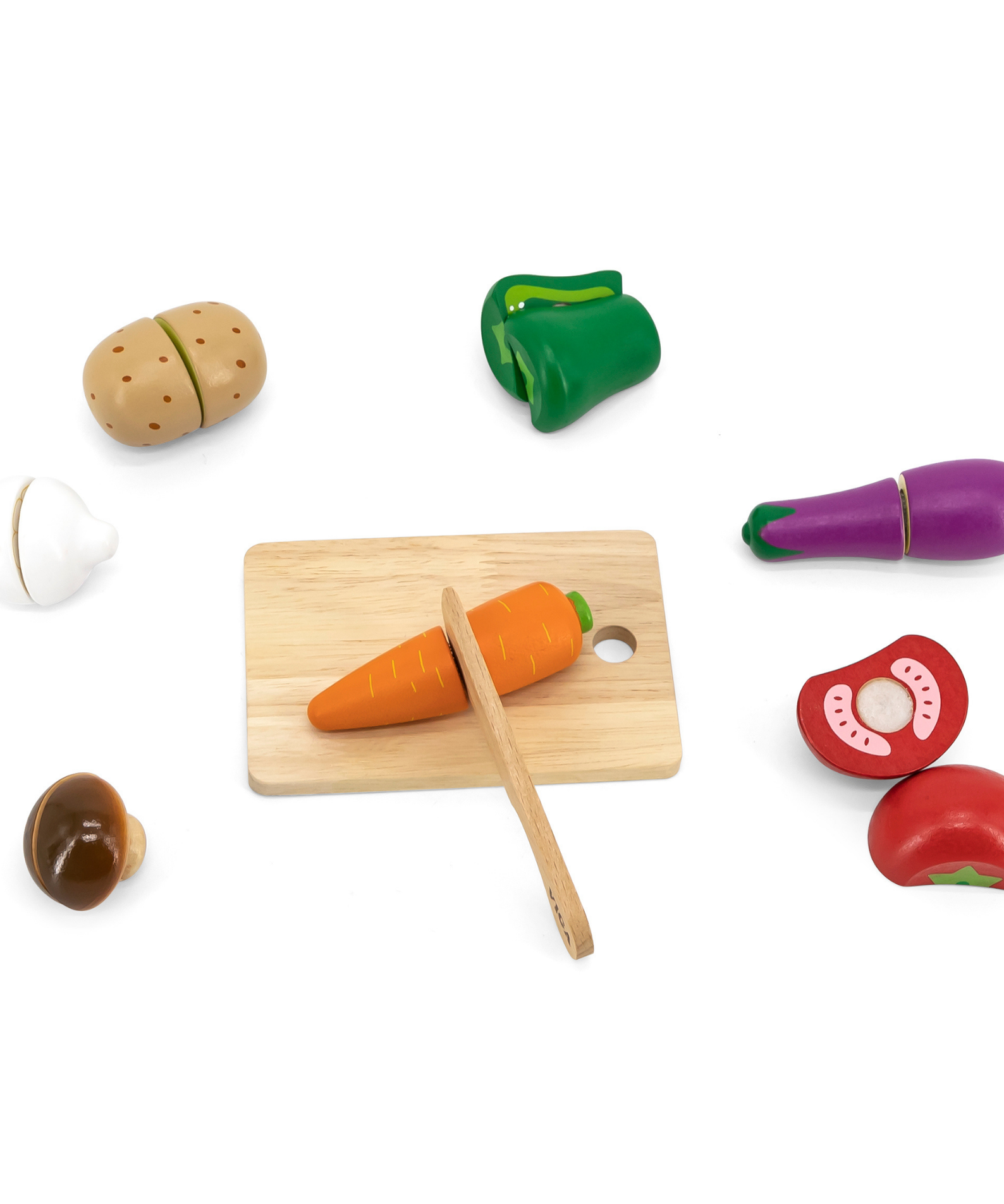 VIGA Wooden Vegetable Chopping Set for Kids  Pretend Play Kitchen Toy with Knife and Fruits  Roleplay Toy for Ages 18 Months and Up