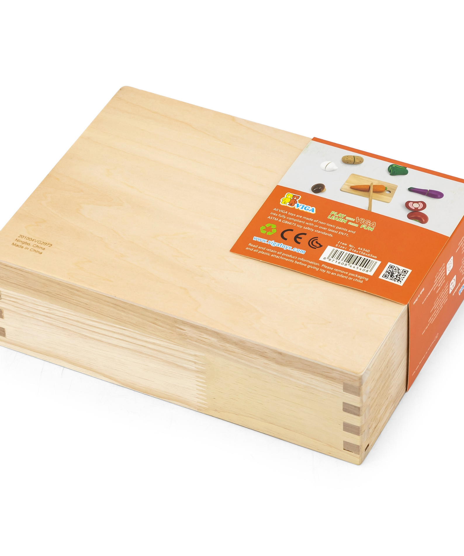 VIGA Wooden Vegetable Chopping Set for Kids  Pretend Play Kitchen Toy with Knife and Fruits  Roleplay Toy for Ages 18 Months and Up