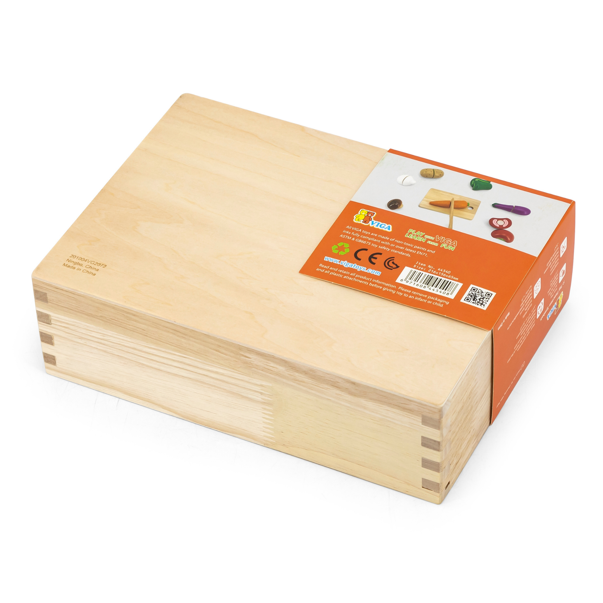 VIGA Wooden Vegetable Chopping Set for Kids  Pretend Play Kitchen Toy with Knife and Fruits  Roleplay Toy for Ages 18 Months and Up