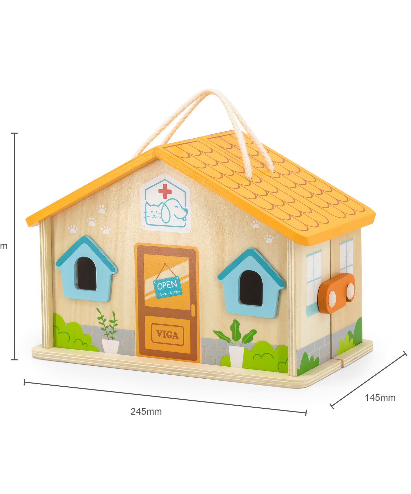 Viga Wooden Pet Hospital Roleplay Set  19-Piece Veterinary Clinic Toy with Dog, Cat, and Accessories  Portable Suitcase Design  Ages 3 and Up