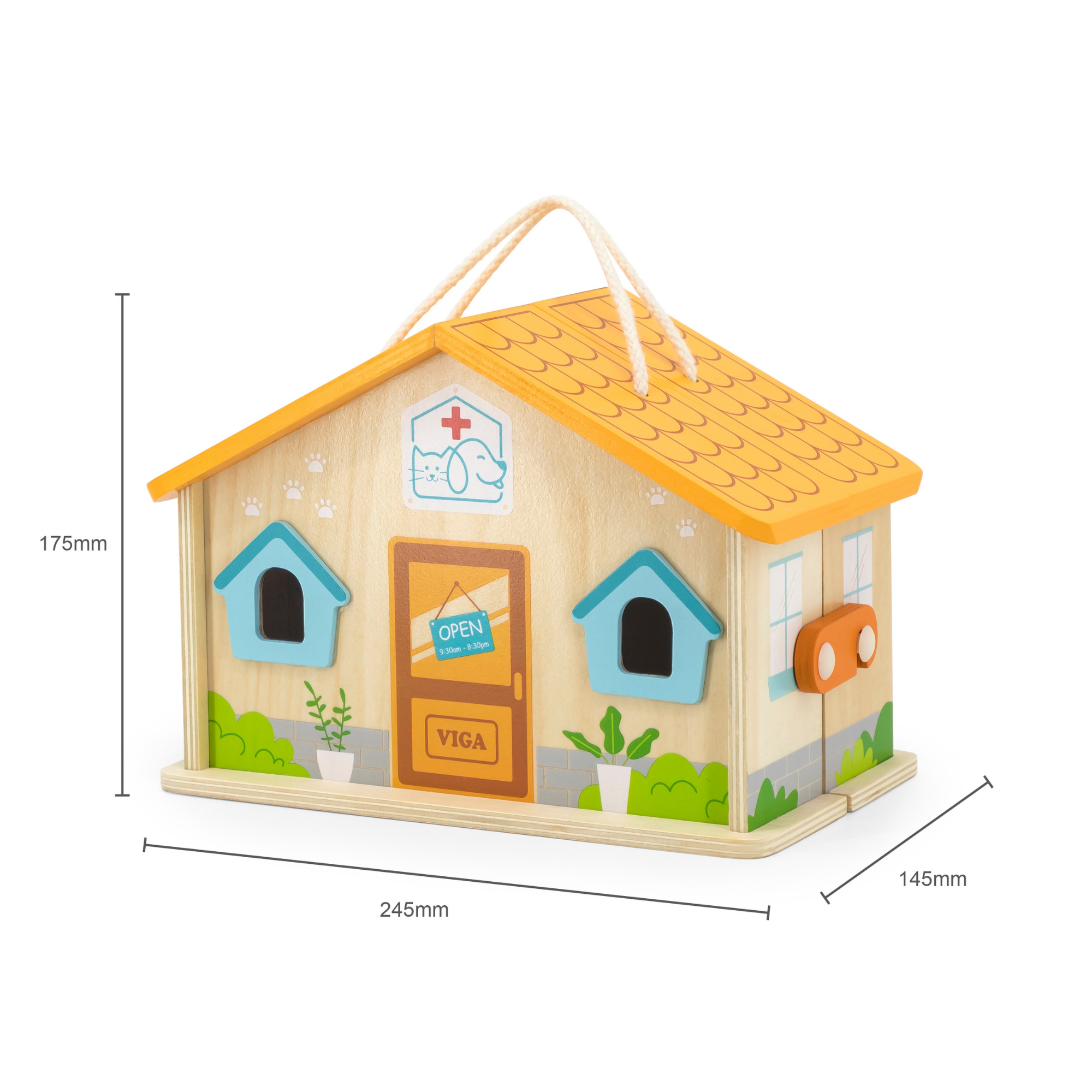 Viga Wooden Pet Hospital Roleplay Set  19-Piece Veterinary Clinic Toy with Dog, Cat, and Accessories  Portable Suitcase Design  Ages 3 and Up