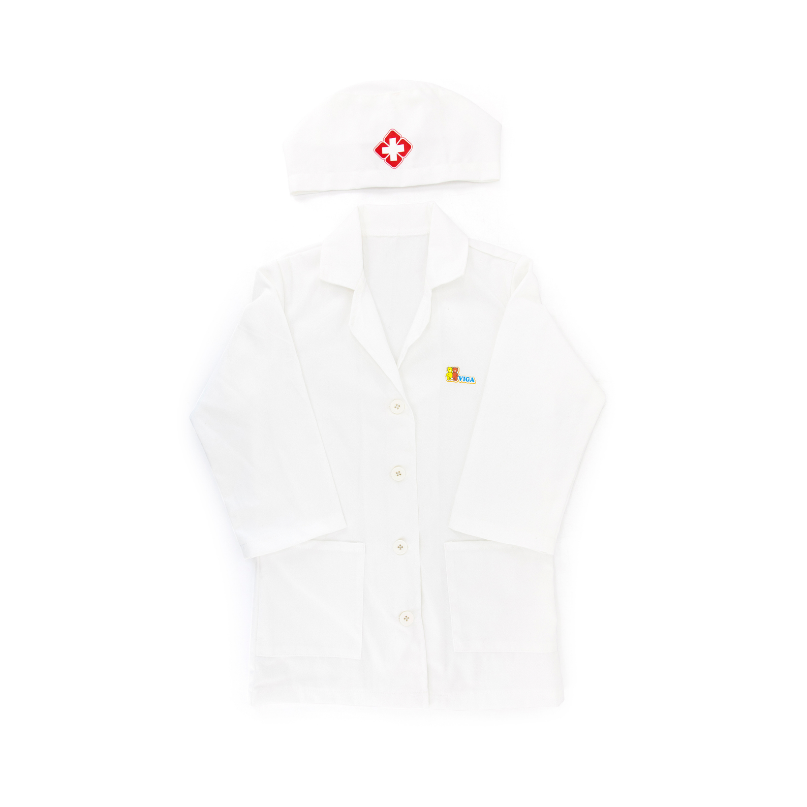 Viga Little Doctor Uniform and Hat Set  Pretend Play Costume for Kids  Dress-Up Roleplay Outfit  Ages 3 and Up