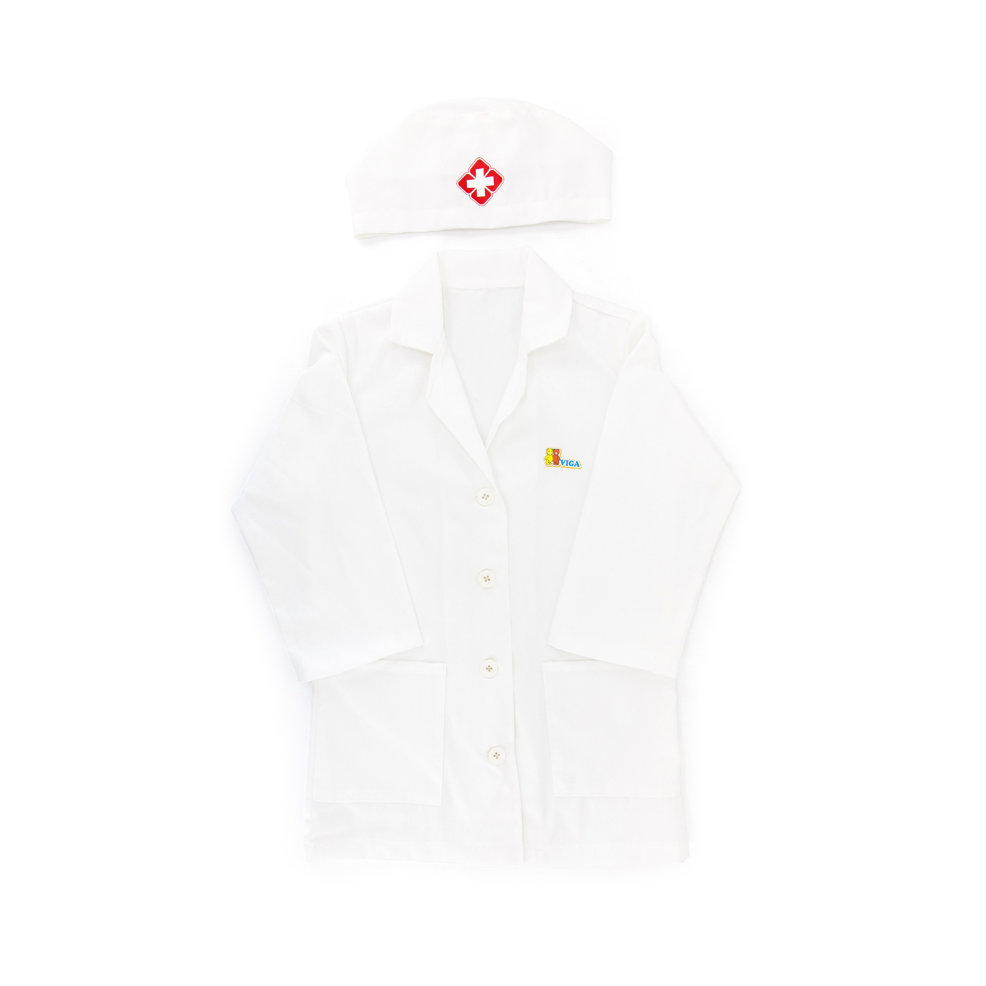 Viga Little Doctor Uniform and Hat Set  Pretend Play Costume for Kids  Dress-Up Roleplay Outfit  Ages 3 and Up