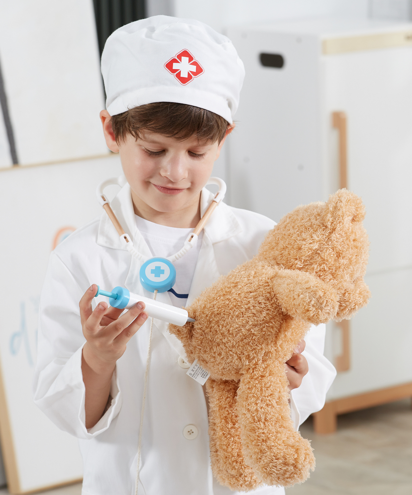 Viga Little Doctor Uniform and Hat Set  Pretend Play Costume for Kids  Dress-Up Roleplay Outfit  Ages 3 and Up