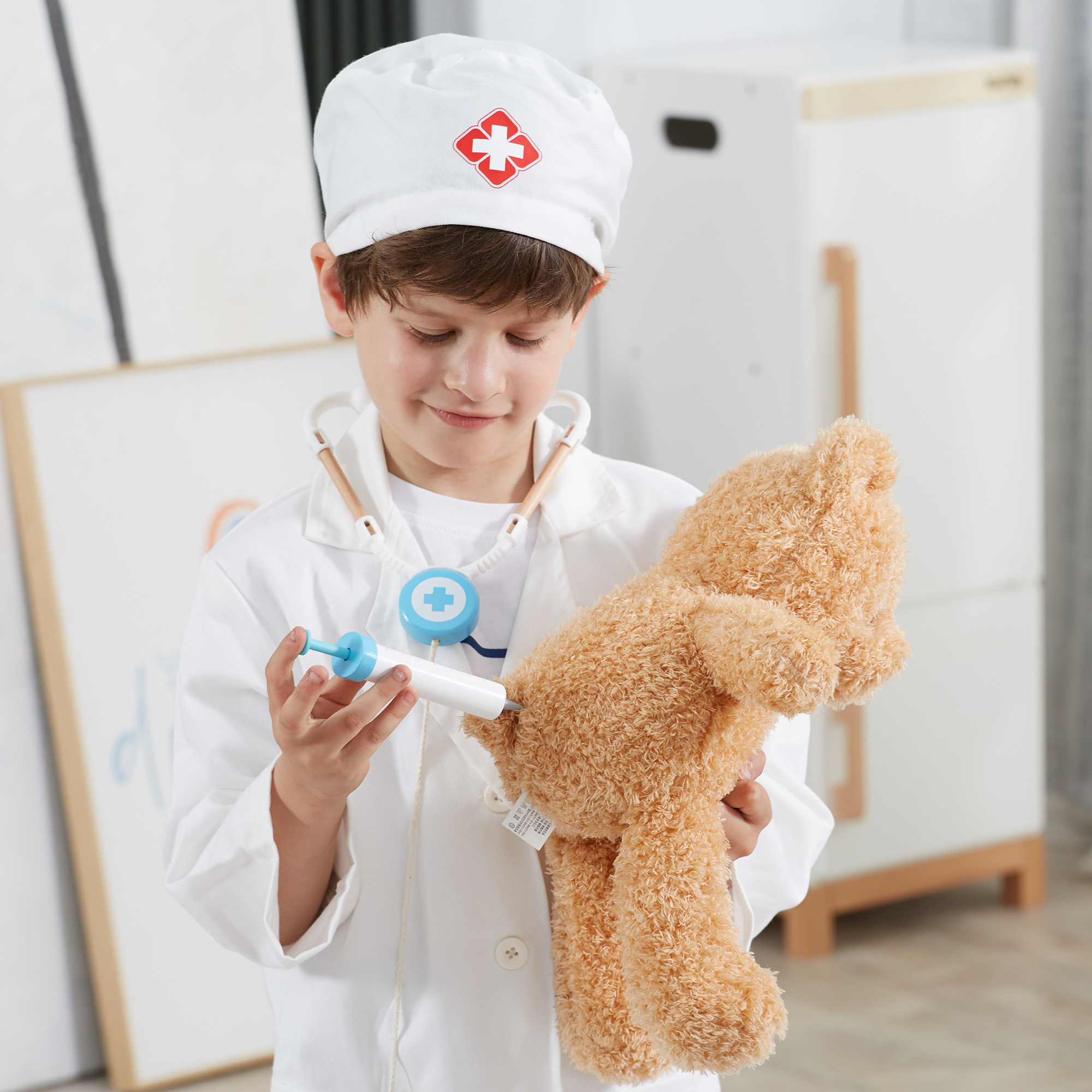 Viga Little Doctor Uniform and Hat Set  Pretend Play Costume for Kids  Dress-Up Roleplay Outfit  Ages 3 and Up