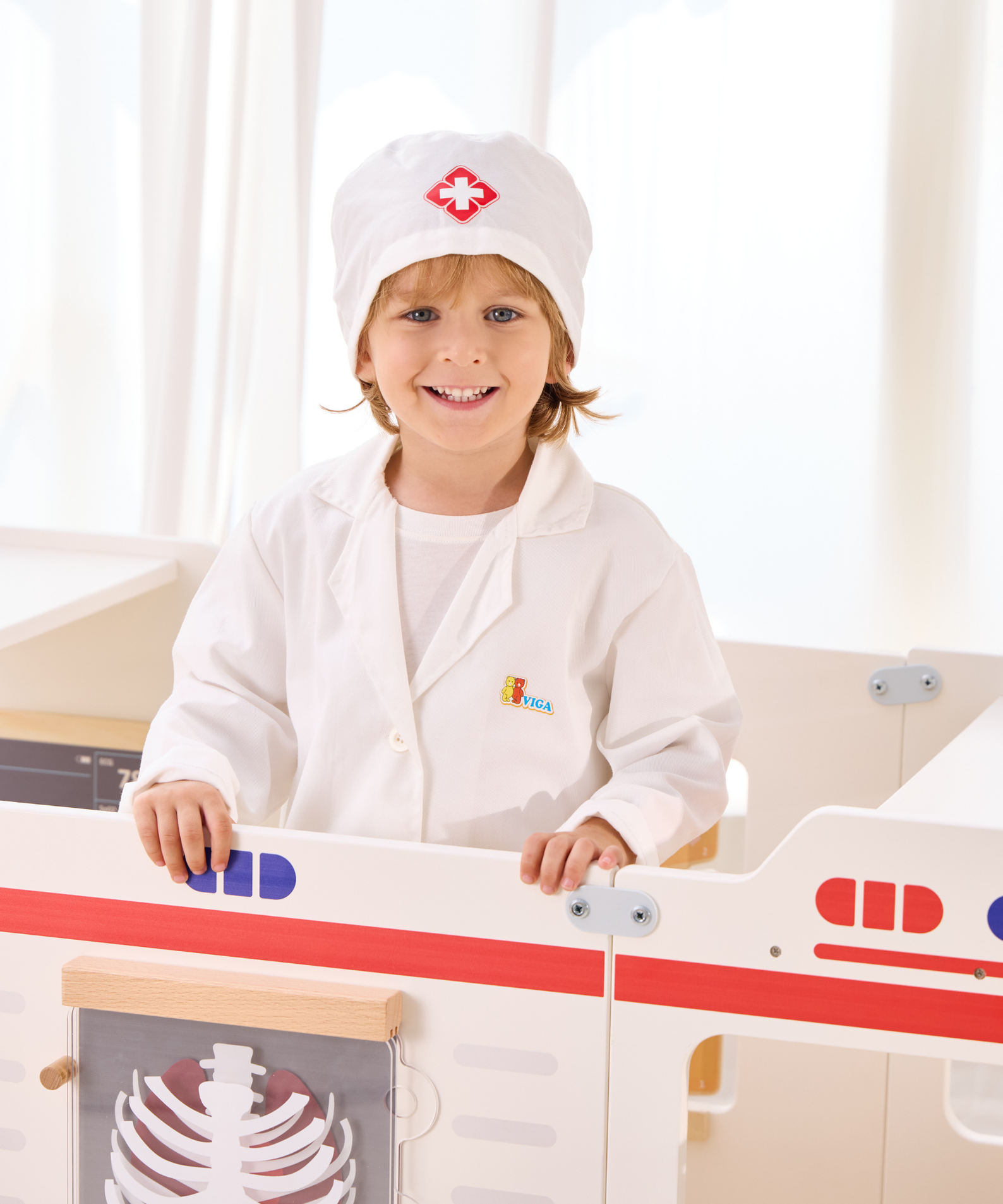 Viga Little Doctor Uniform and Hat Set  Pretend Play Costume for Kids  Dress-Up Roleplay Outfit  Ages 3 and Up