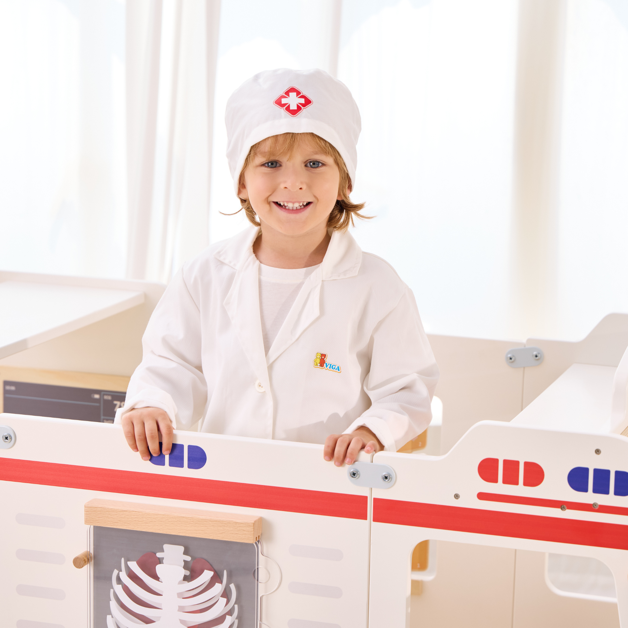 Viga Little Doctor Uniform and Hat Set  Pretend Play Costume for Kids  Dress-Up Roleplay Outfit  Ages 3 and Up