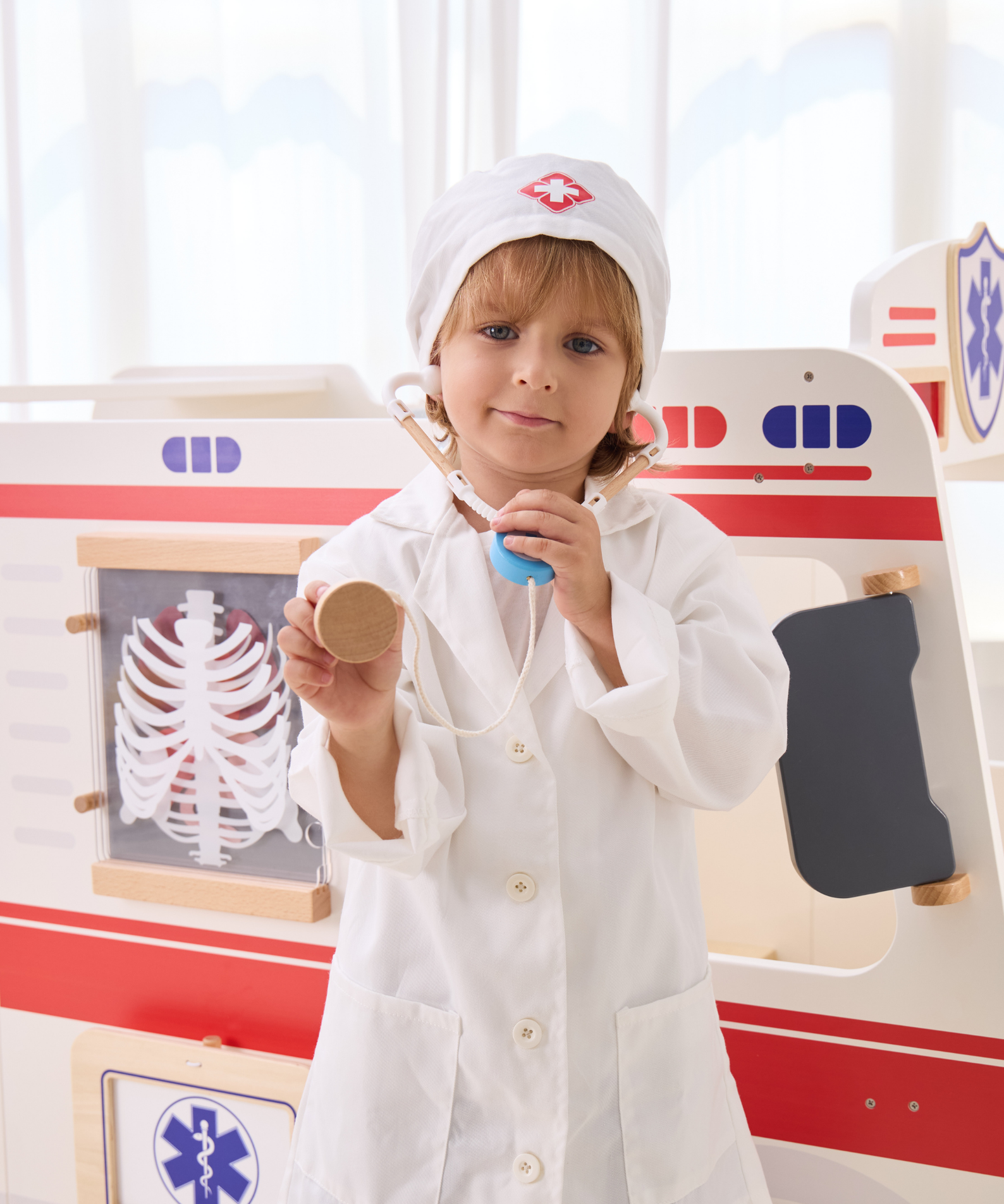 Viga Little Doctor Uniform and Hat Set  Pretend Play Costume for Kids  Dress-Up Roleplay Outfit  Ages 3 and Up