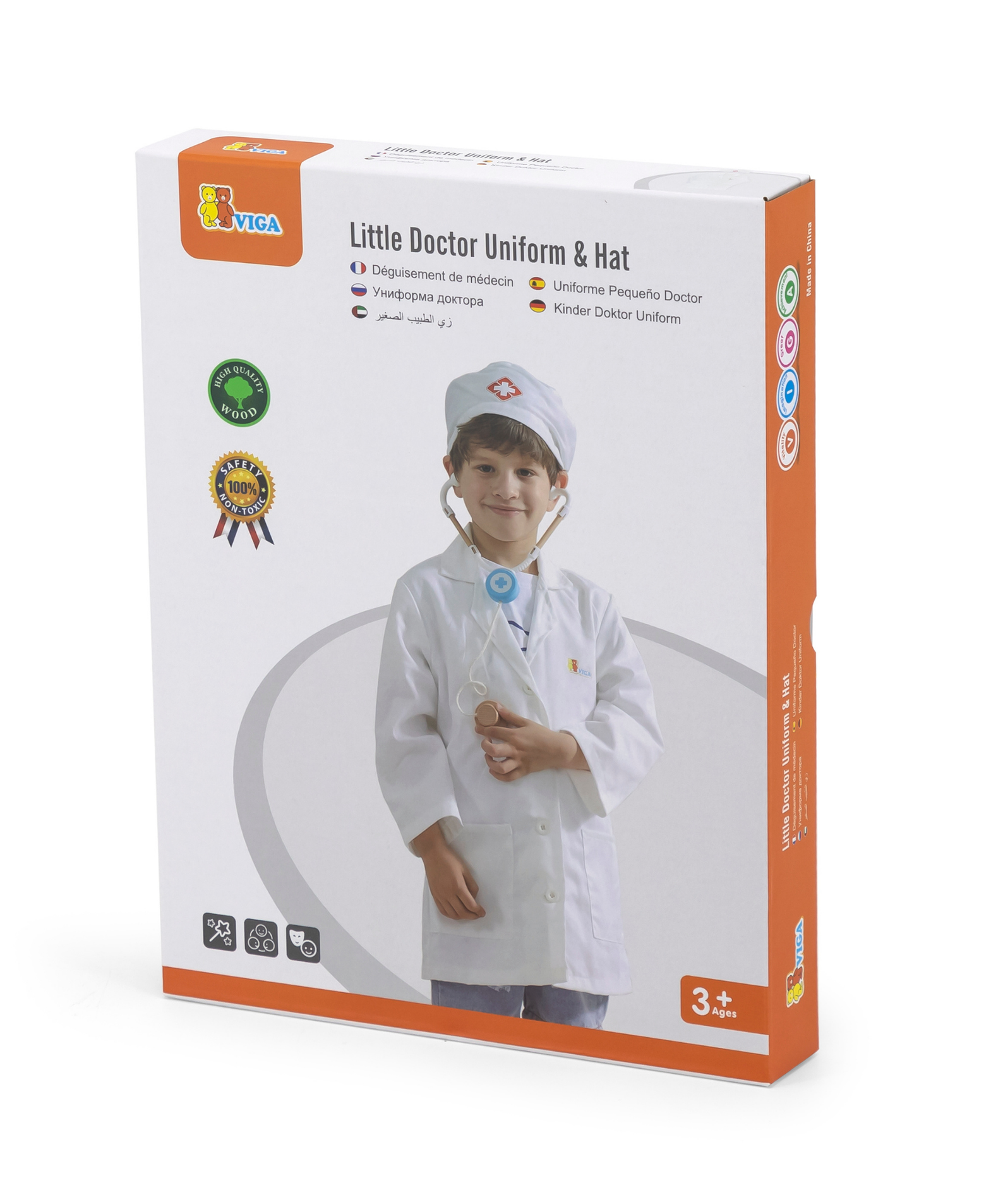 Viga Little Doctor Uniform and Hat Set  Pretend Play Costume for Kids  Dress-Up Roleplay Outfit  Ages 3 and Up