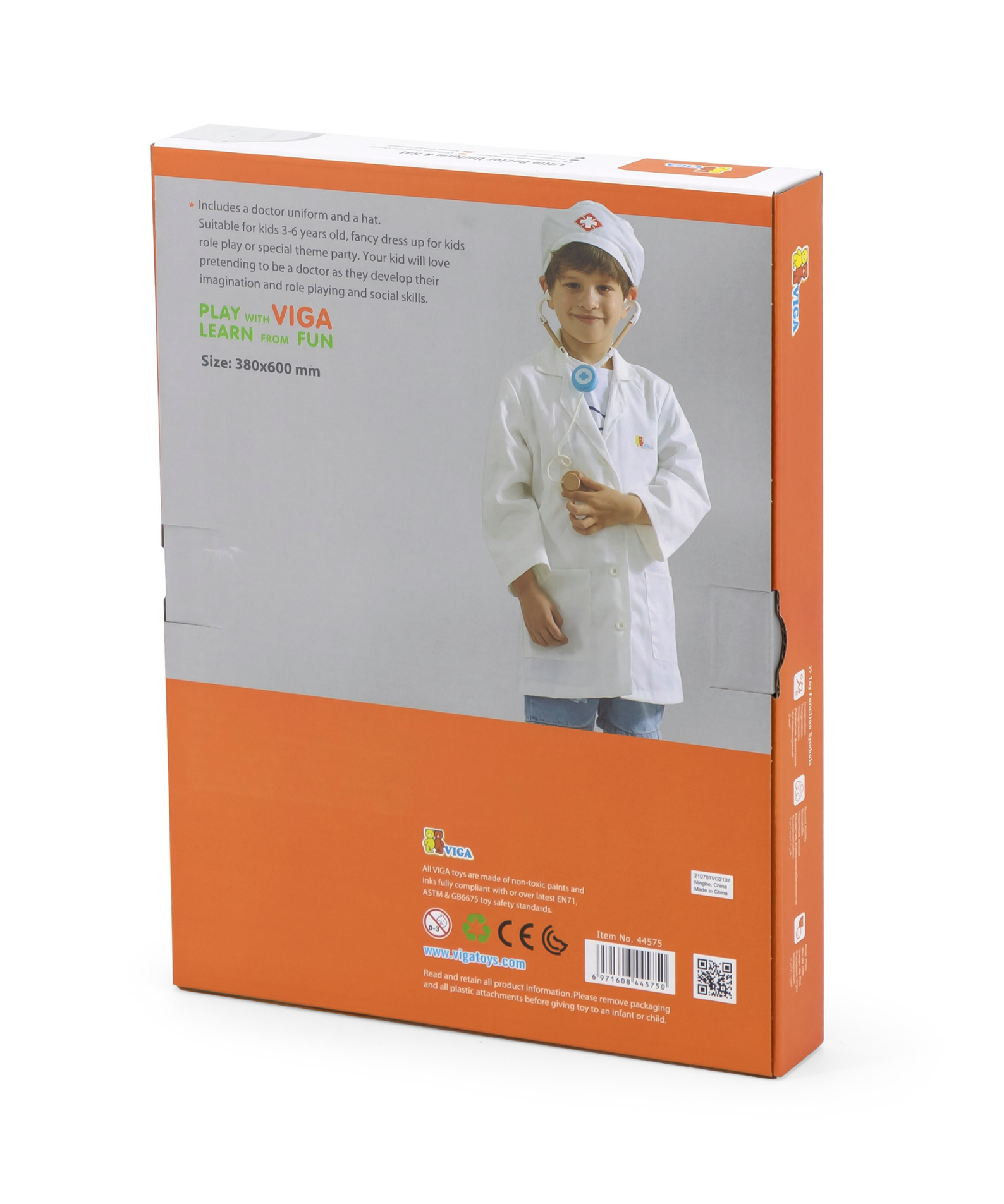 Viga Little Doctor Uniform and Hat Set  Pretend Play Costume for Kids  Dress-Up Roleplay Outfit  Ages 3 and Up