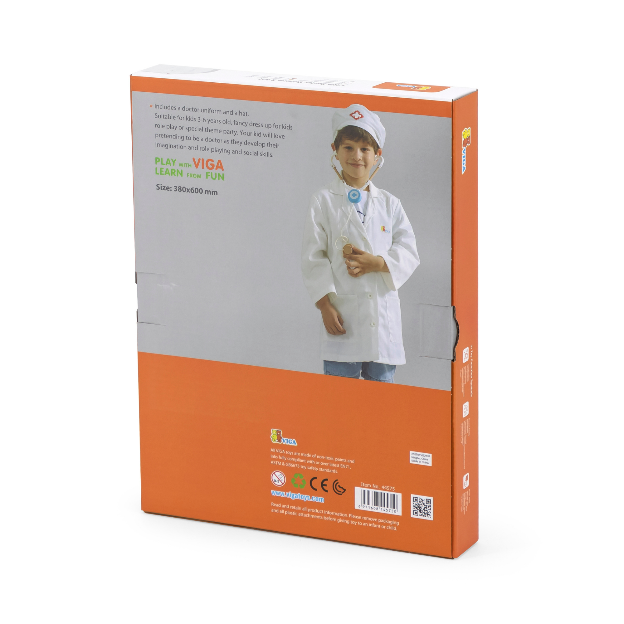 Viga Little Doctor Uniform and Hat Set  Pretend Play Costume for Kids  Dress-Up Roleplay Outfit  Ages 3 and Up